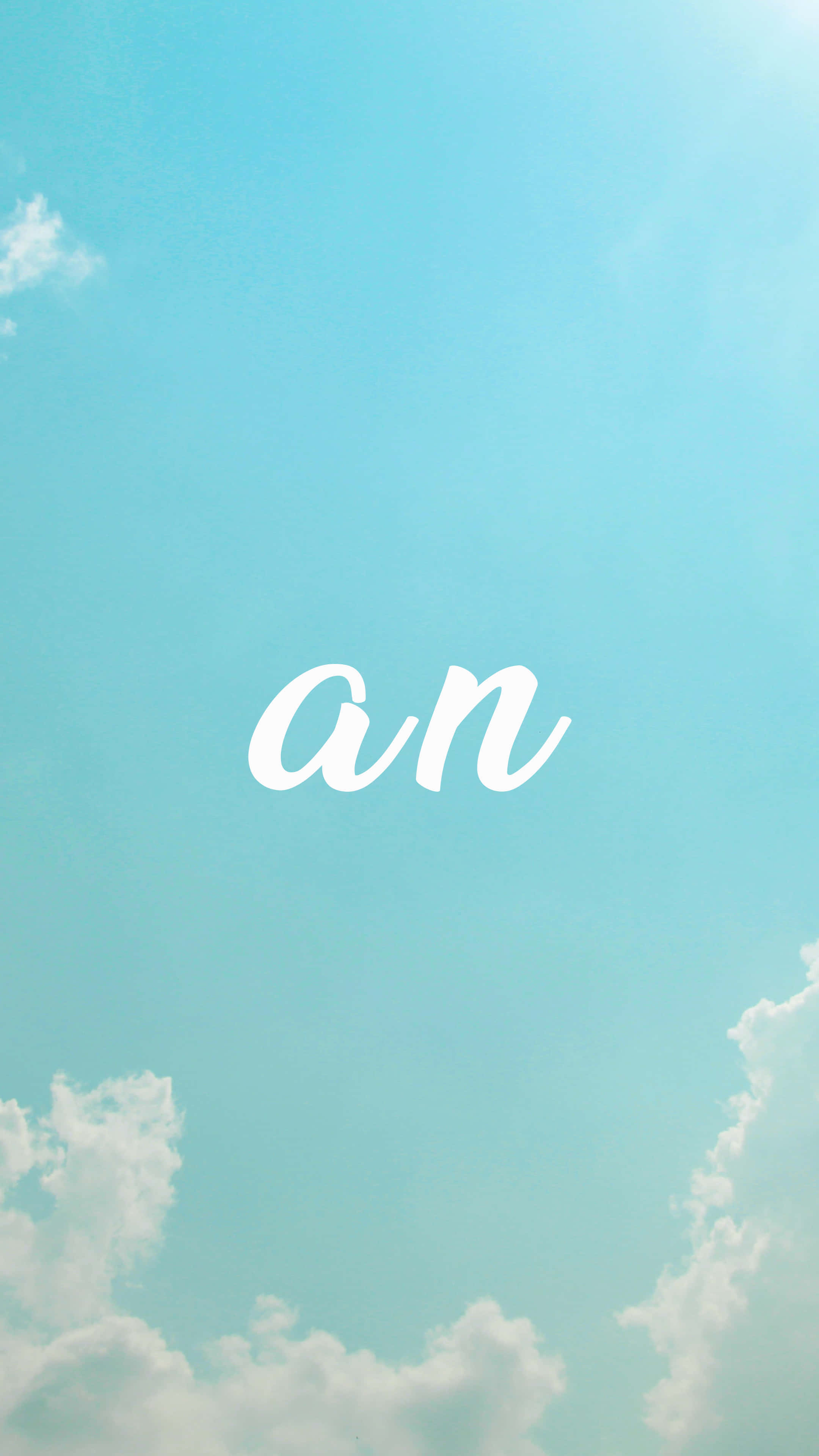 soft blue tones, fluffy white clouds, elegant white script, 4K Phone Wallpaper