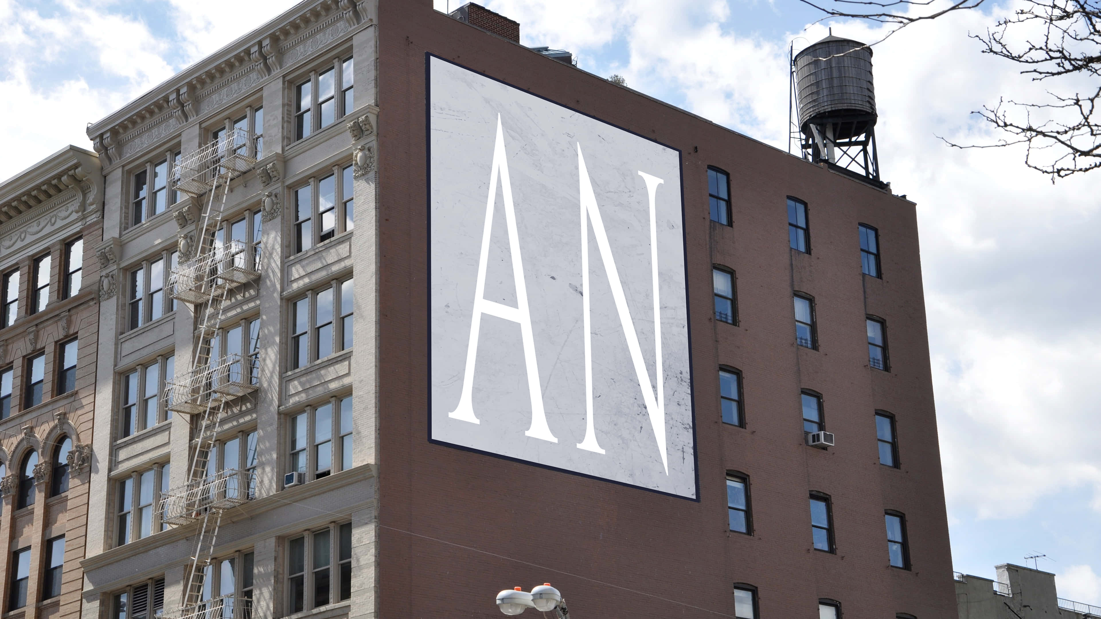 AN, billboard, brick building, 4K Desktop Wallpaper