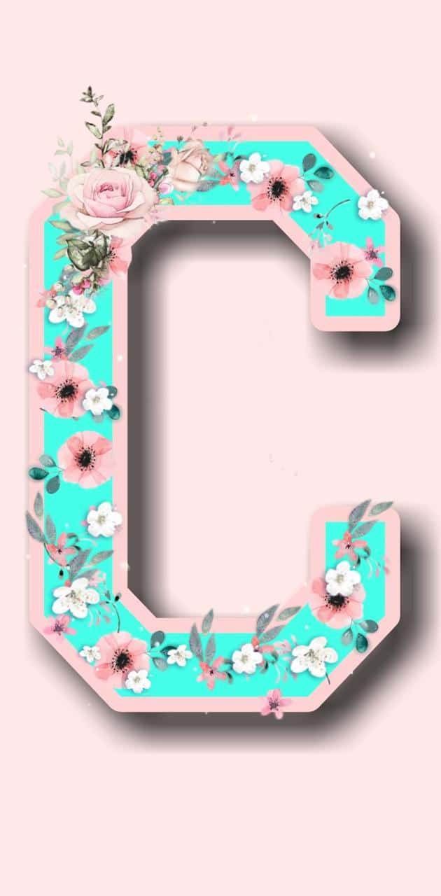 Letter C, pink and white flowers, soft pink background, HD Phone Wallpaper