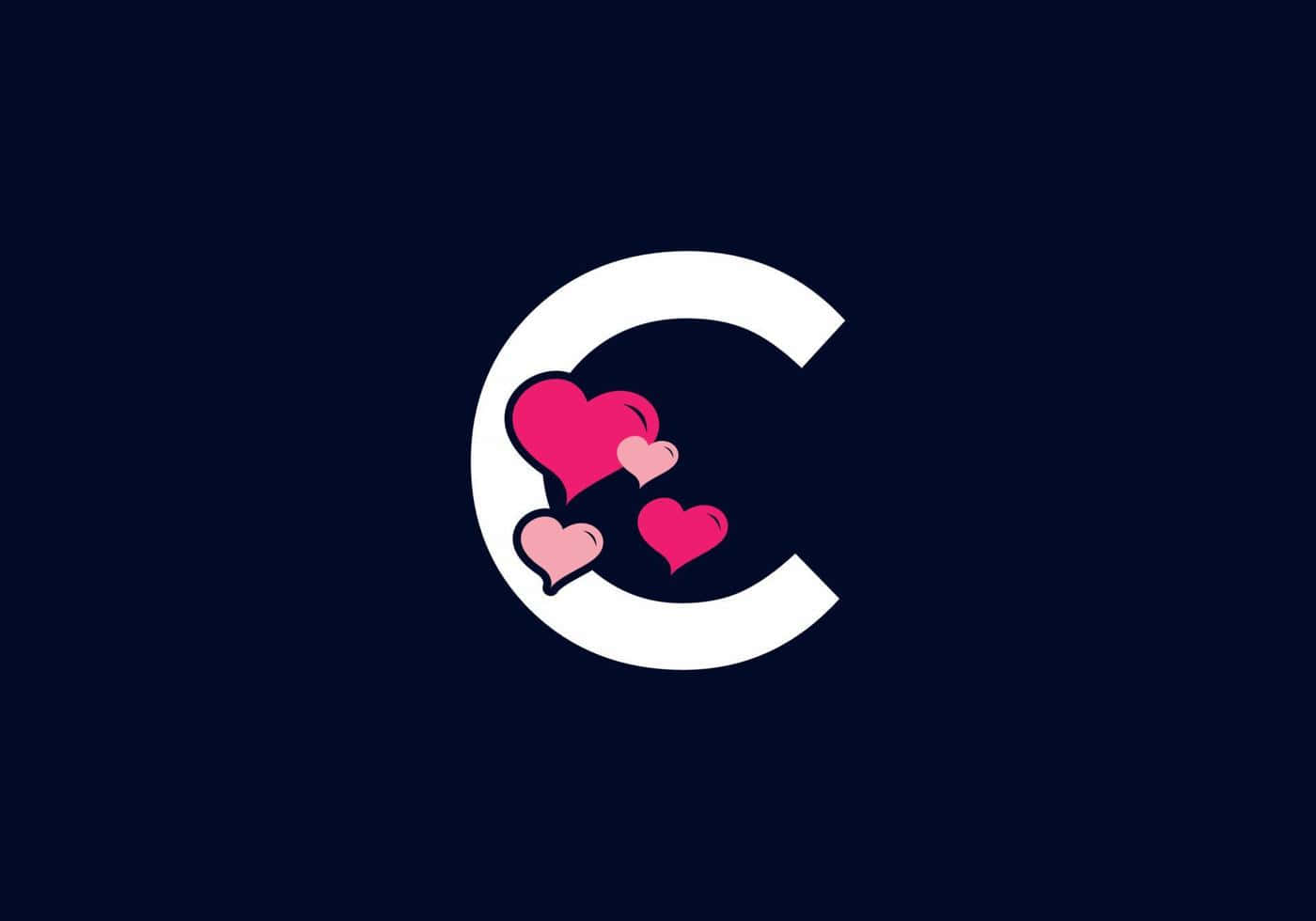 Letter C, hearts, white, HD Desktop Wallpaper