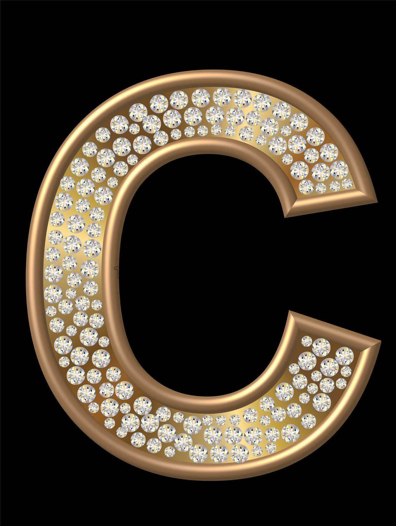 gold studded diamonds letter c, golden letter C, sparkling diamonds, HD Phone Wallpaper
