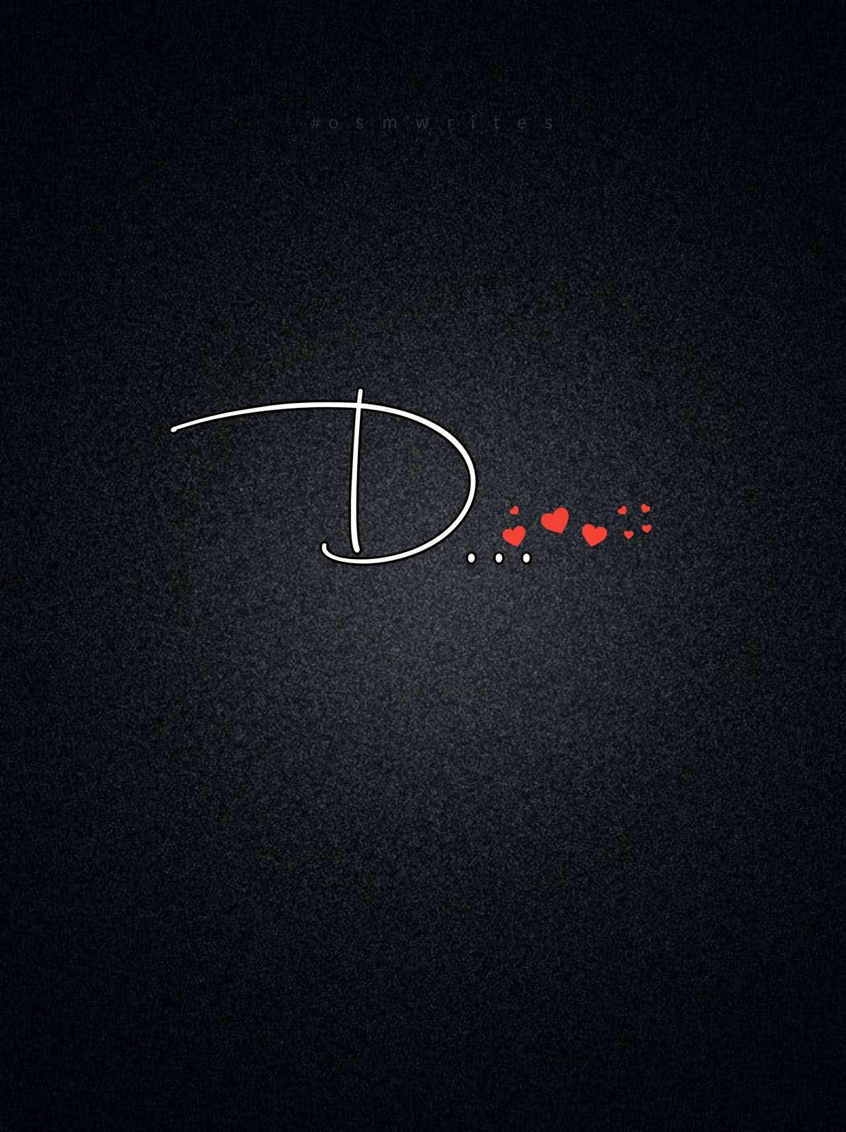 letter D, red hearts, white cursive, HD Phone Wallpaper
