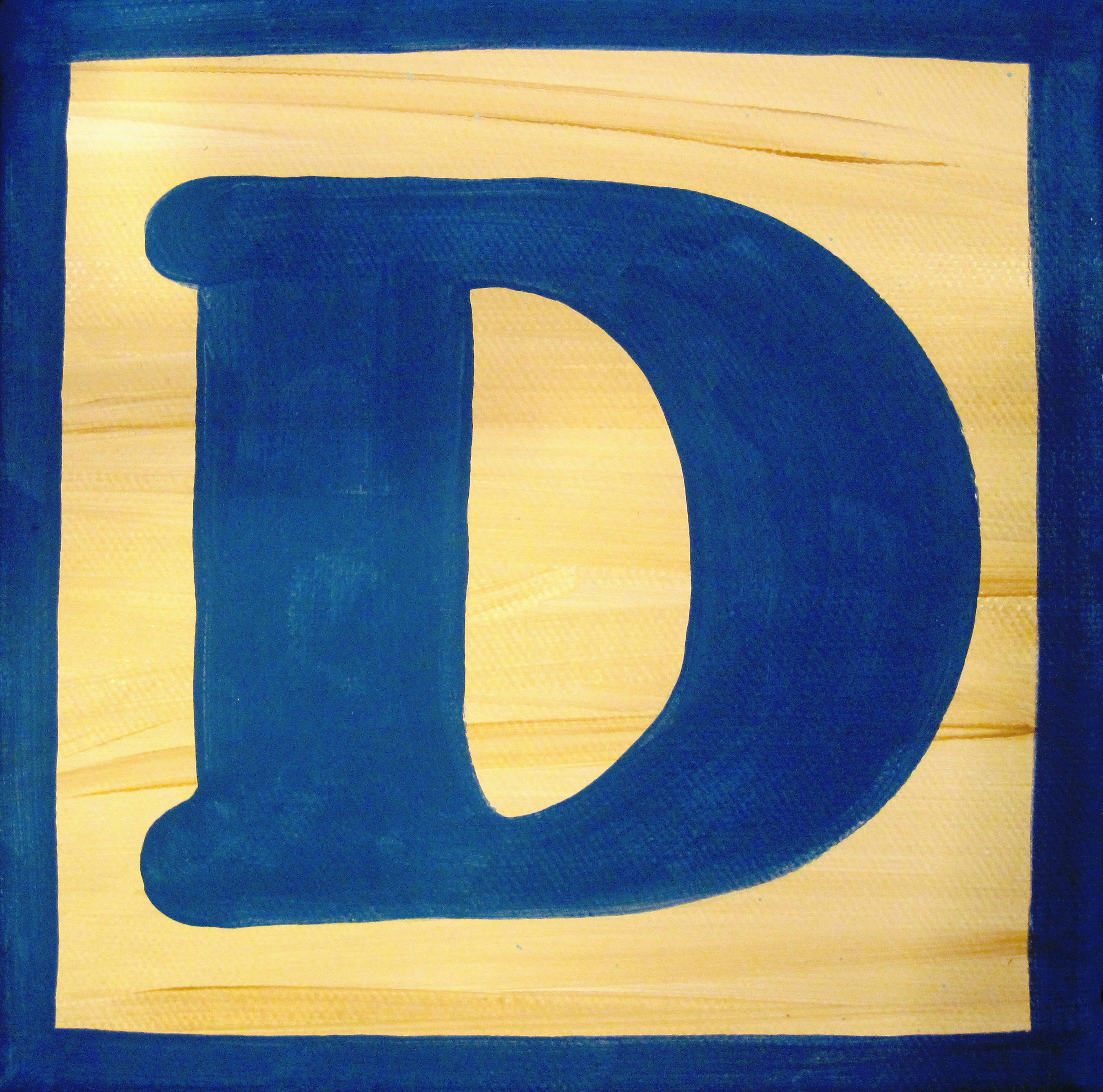 blue border, letter D, light wood block, 2K Desktop Wallpaper
