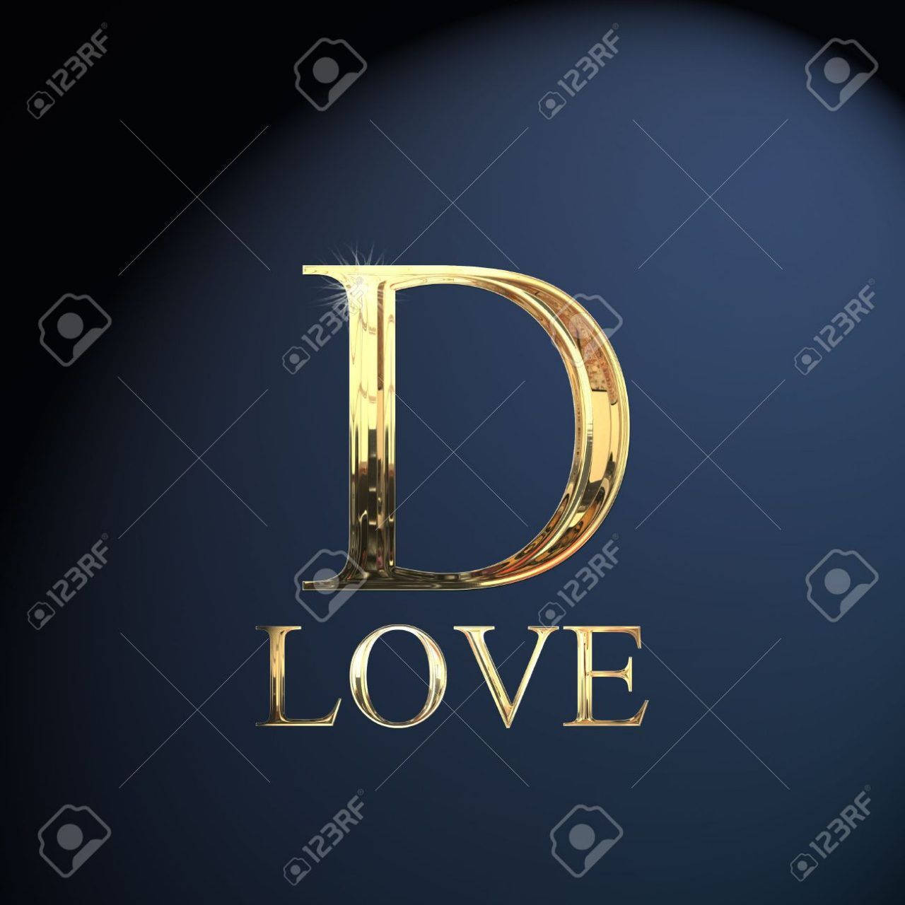 Golden Letter D, LOVE, deep blue gradient background, HD Desktop Wallpaper