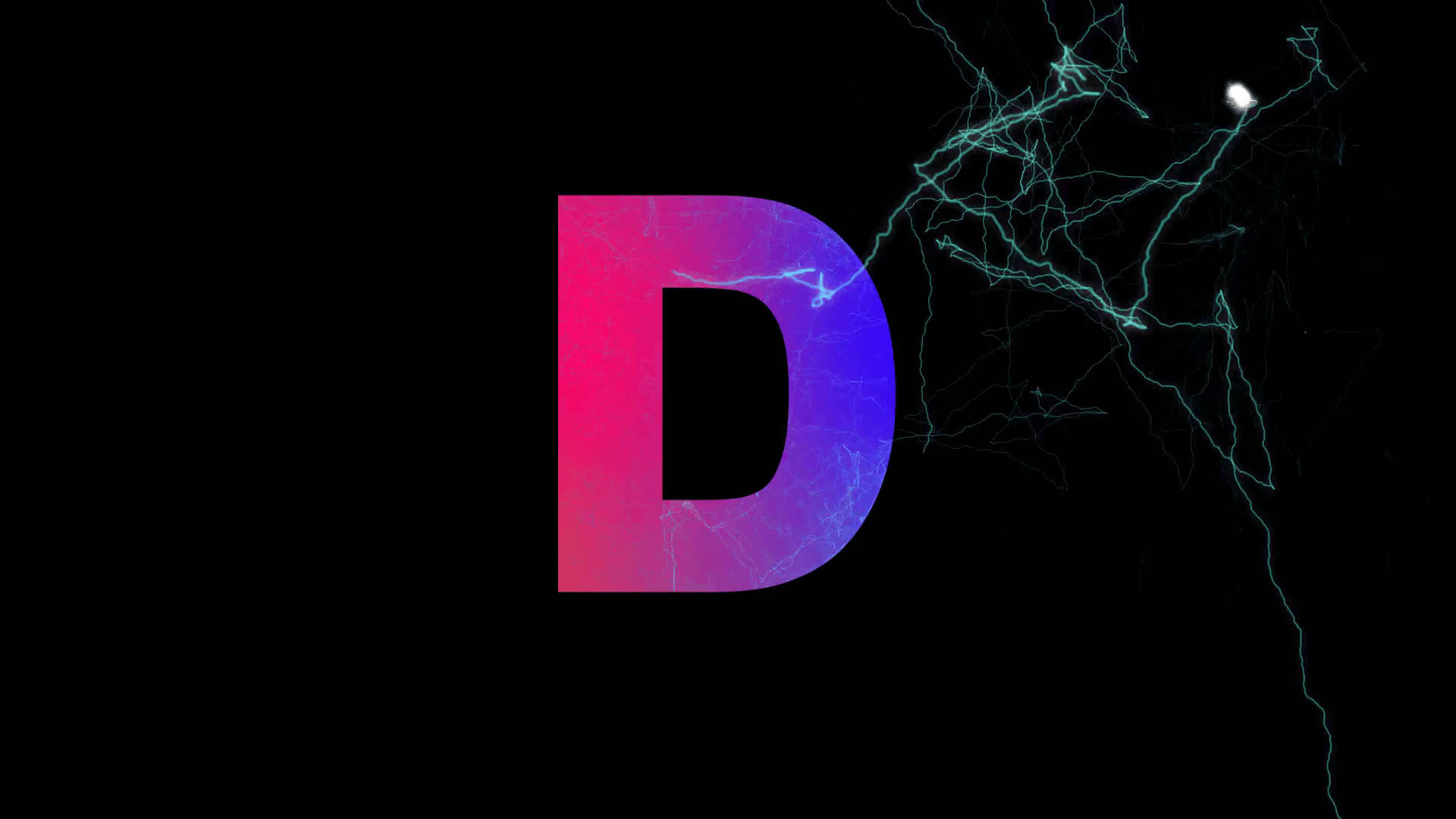 lightning letter d, pink and blue, electric teal lightning bolts, Full HD Desktop Wallpaper