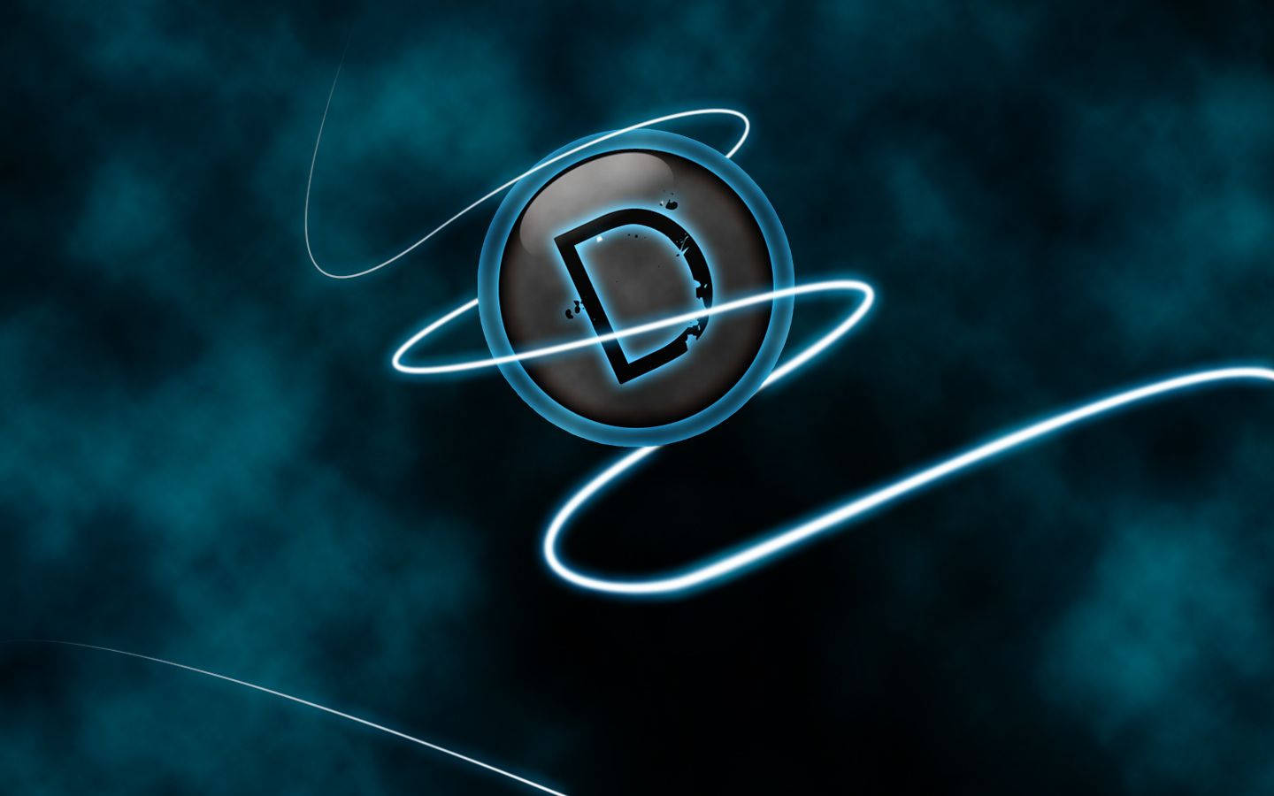 D, glowing blue neon, circular frame, HD Desktop Wallpaper