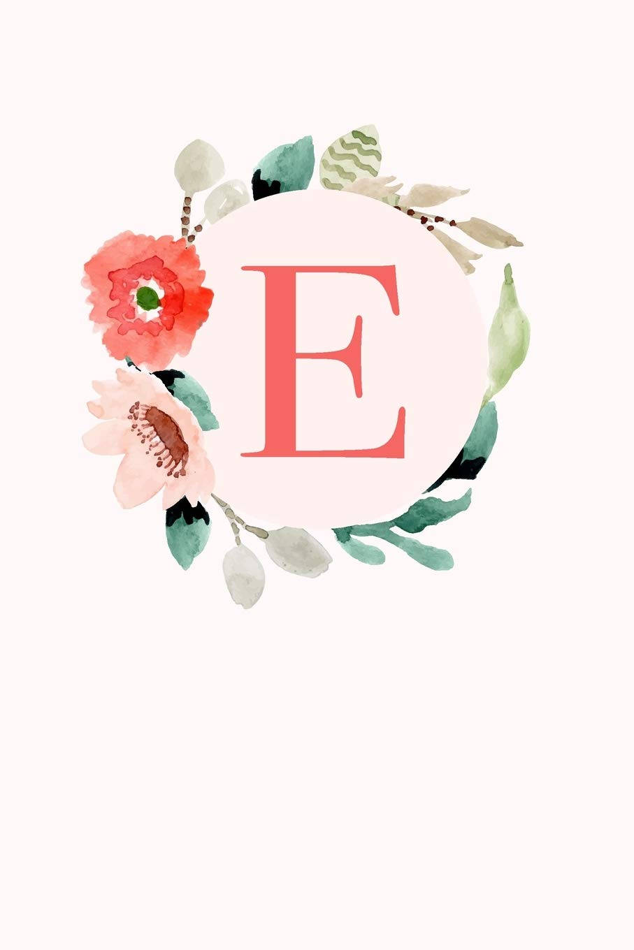 coral letter E, soft pink circle, watercolor floral wreath, HD Phone Wallpaper