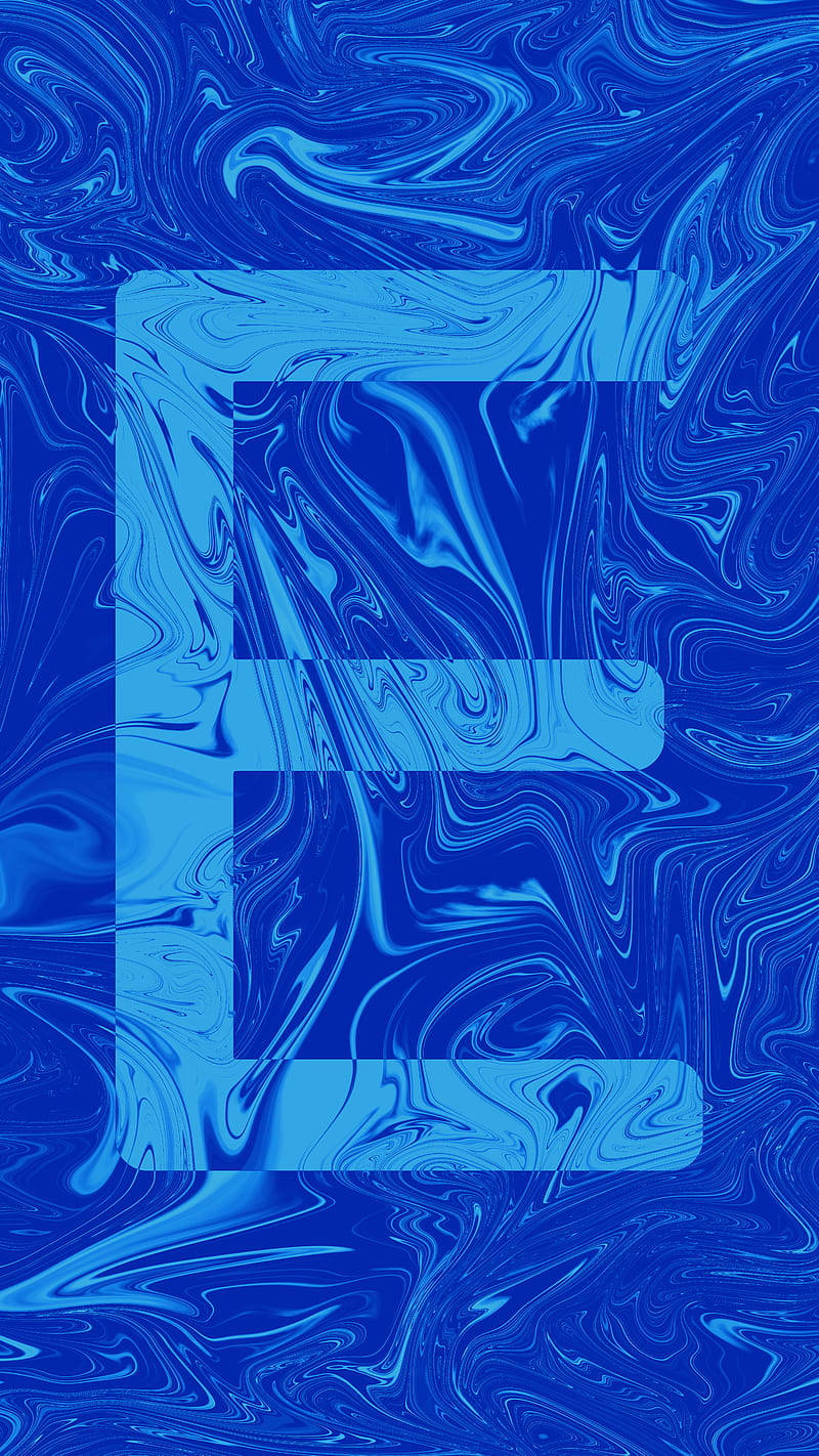 Letter E, blue marble, swirling liquid marble patterns, HD Phone Wallpaper