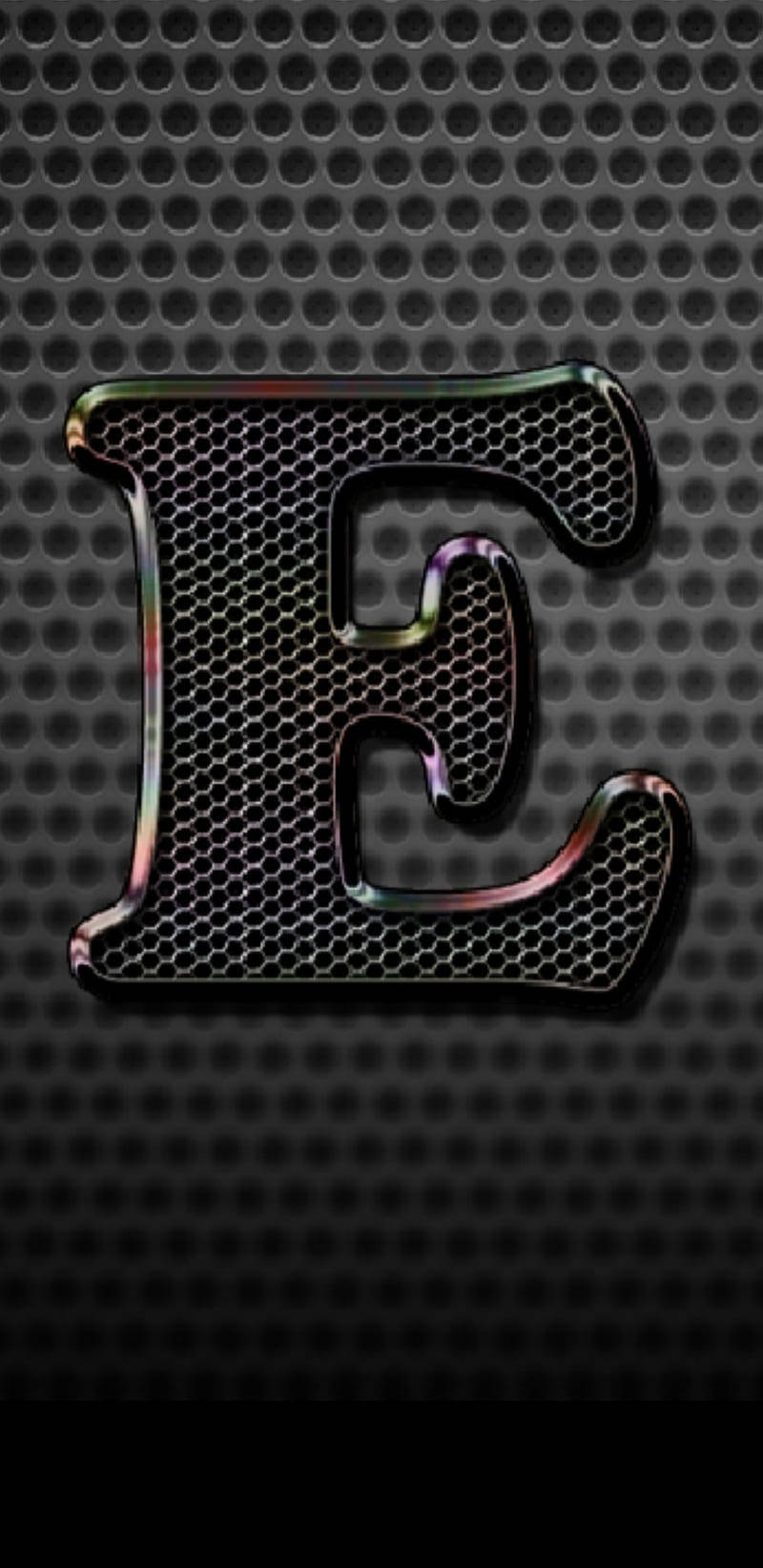 letter E, metal mesh, rainbow edge, HD Phone Wallpaper