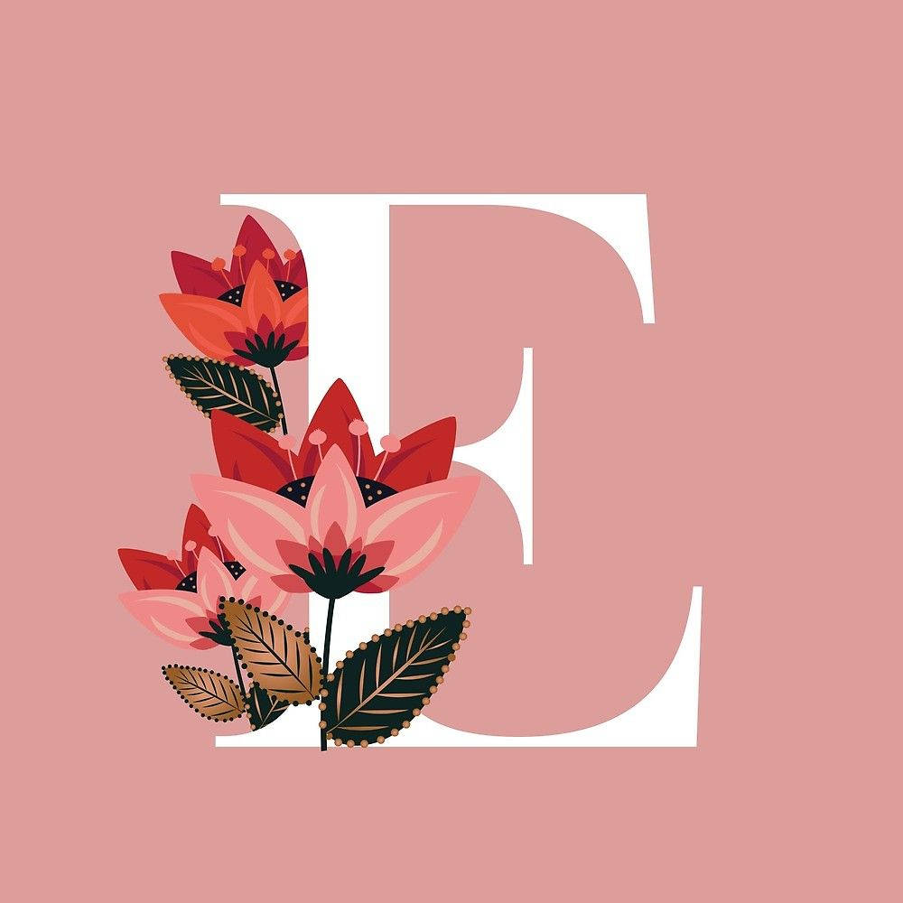 Letter E, vibrant red flowers, pink flowers, SD Desktop Wallpaper