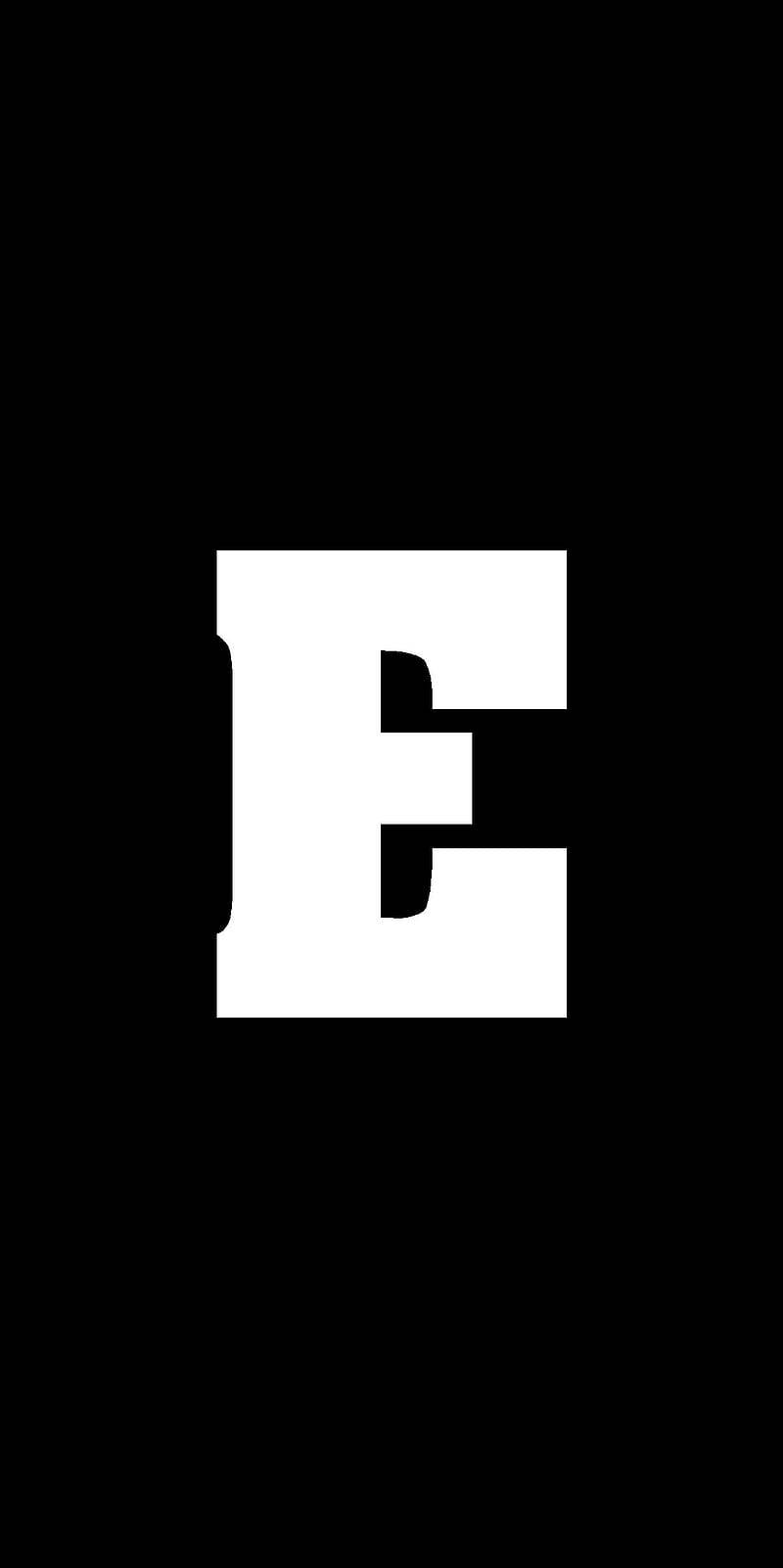 white letter E, black background, minimalist typography, HD Phone Wallpaper