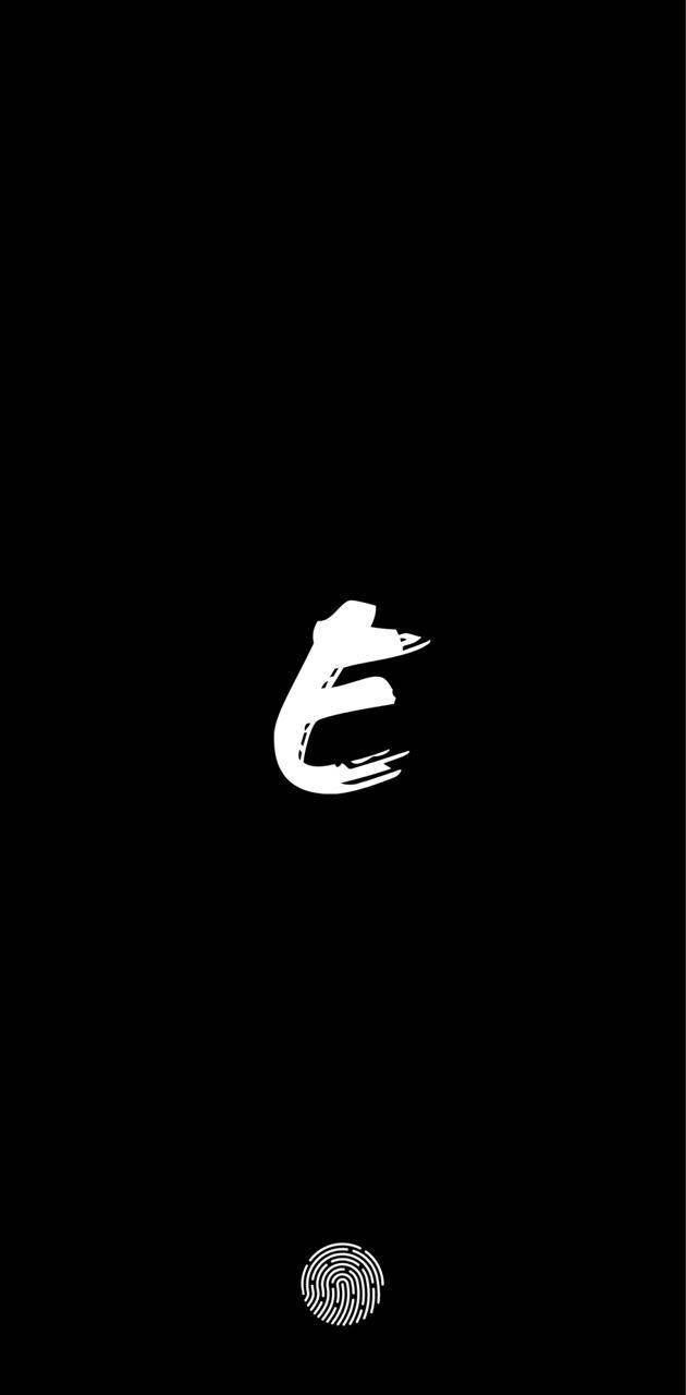 letter e, white brushstroke, fingerprint icon, HD Phone Wallpaper