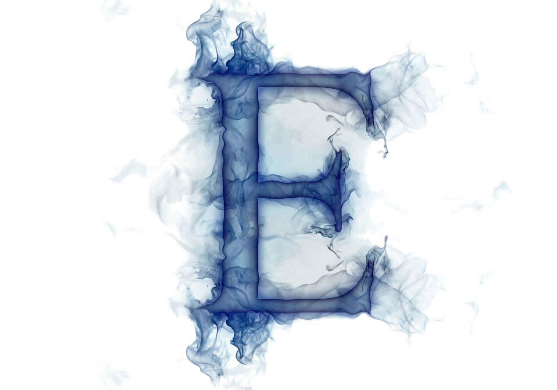 smoky blue, letter E, swirling blue smoke, Full HD Desktop Wallpaper