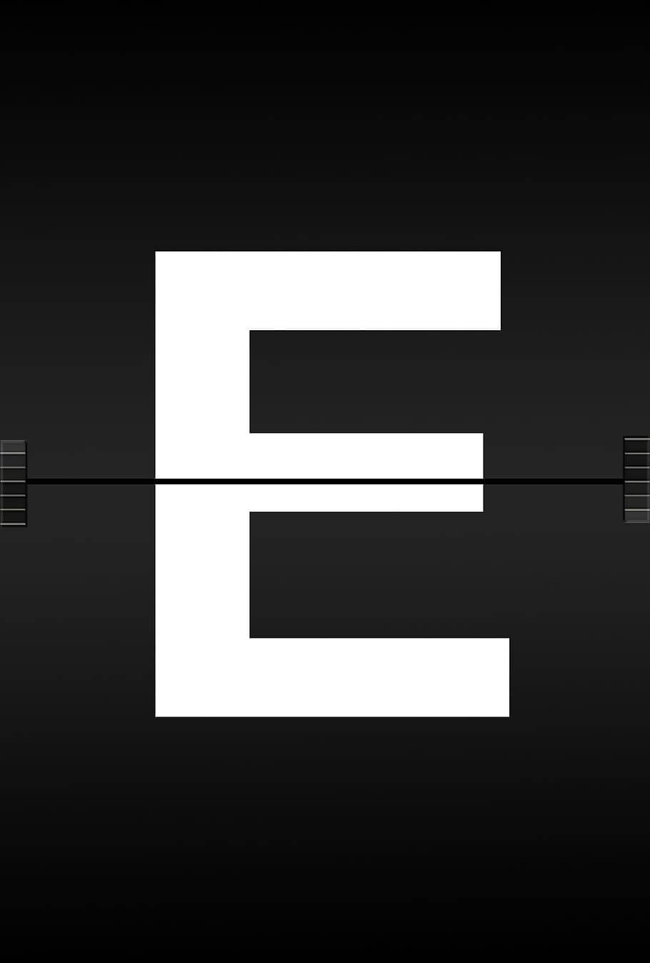bold white letter E, dark gradient background, horizontal film strip markers, HD Phone Wallpaper