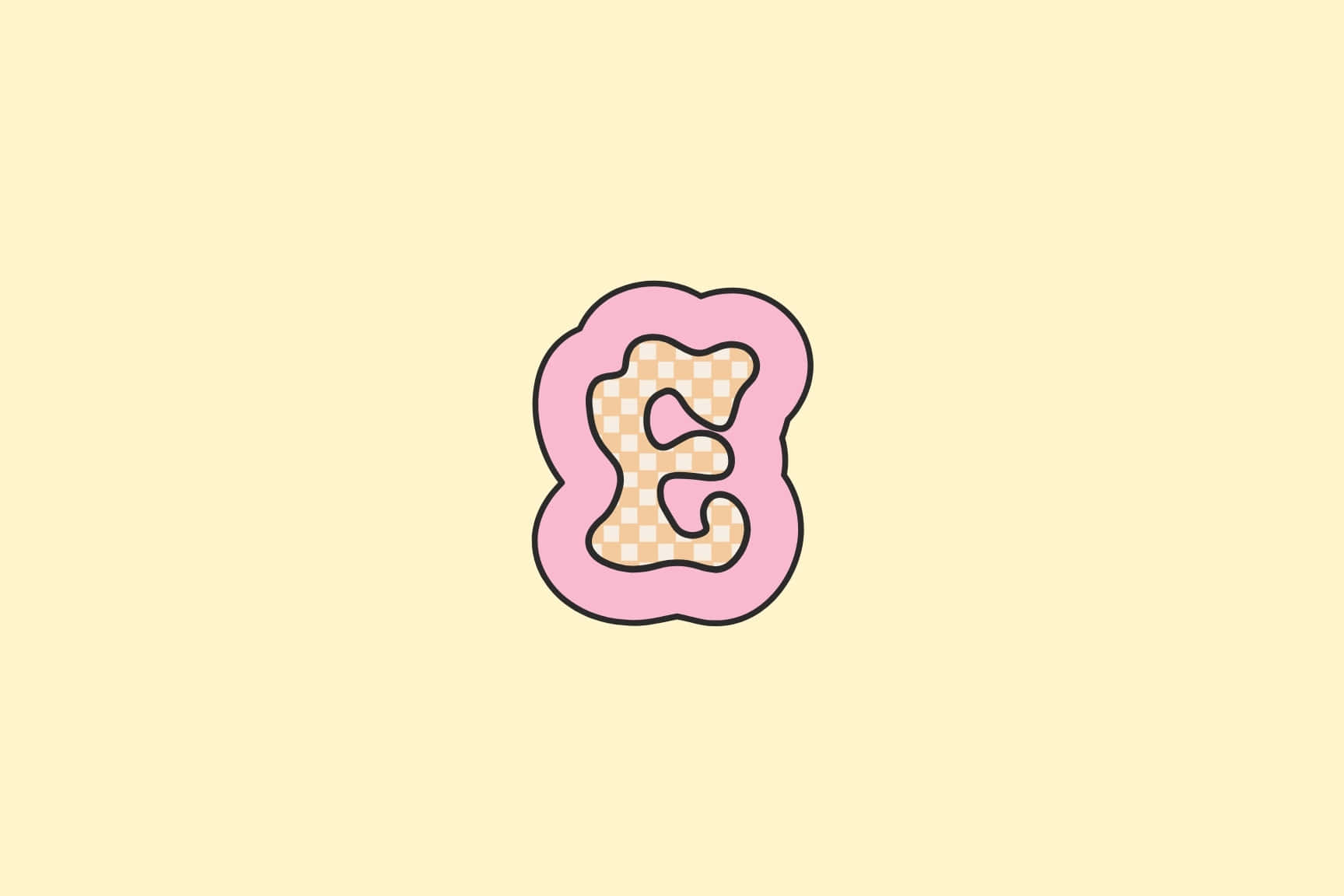 pink letter E, checkered pattern, soft blob outline, HD Desktop Wallpaper