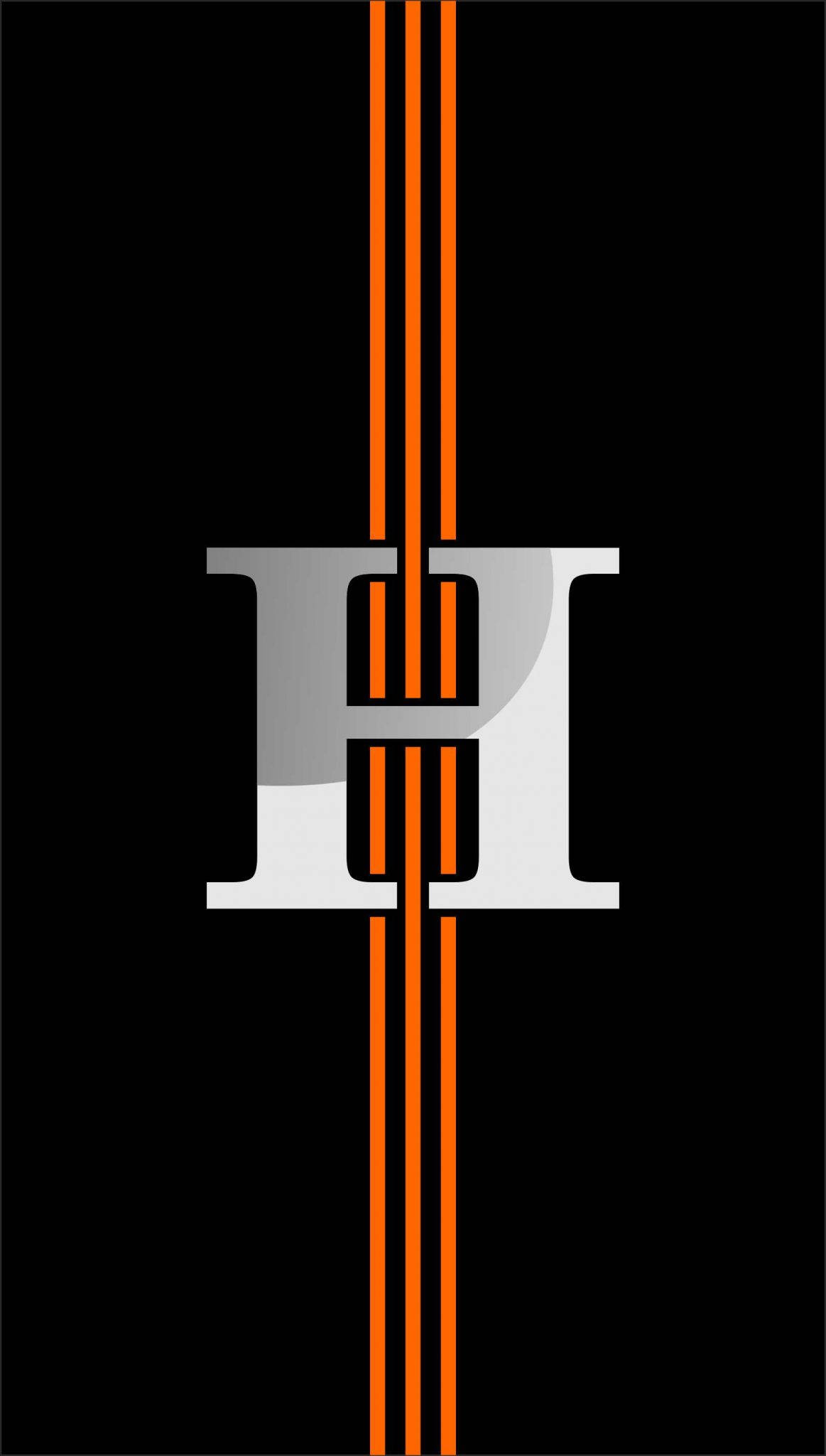 silver, orange vertical stripes, black background, Full HD Phone Wallpaper