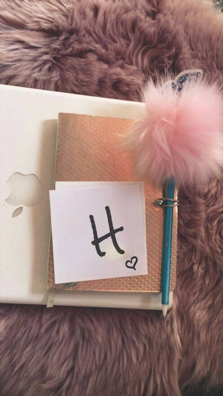 handwritten letter H, laptop, notebook, HD Phone Wallpaper