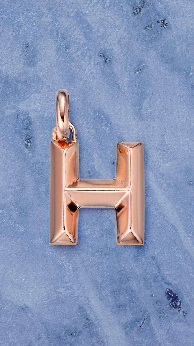 rose gold, letter H pendant, polished facets, HD Phone Wallpaper