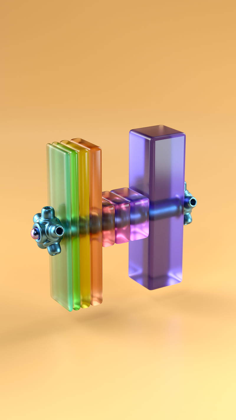 3D Letter H, rainbow gradient bars, metallic joints, HD Phone Wallpaper