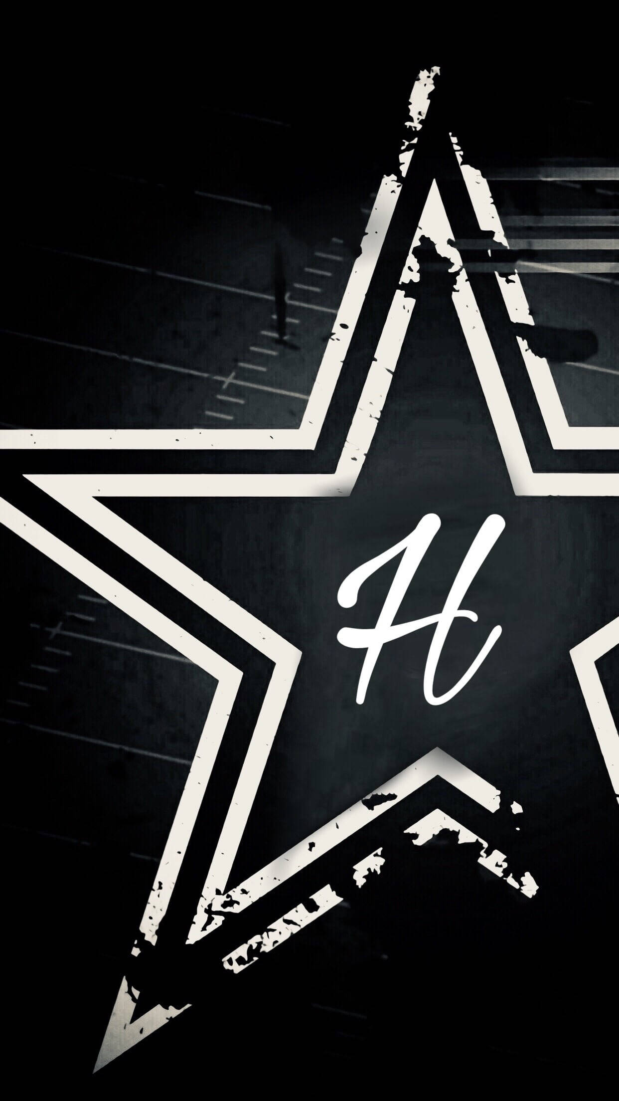 Letter H, vintage star, white star, Full HD Phone Wallpaper