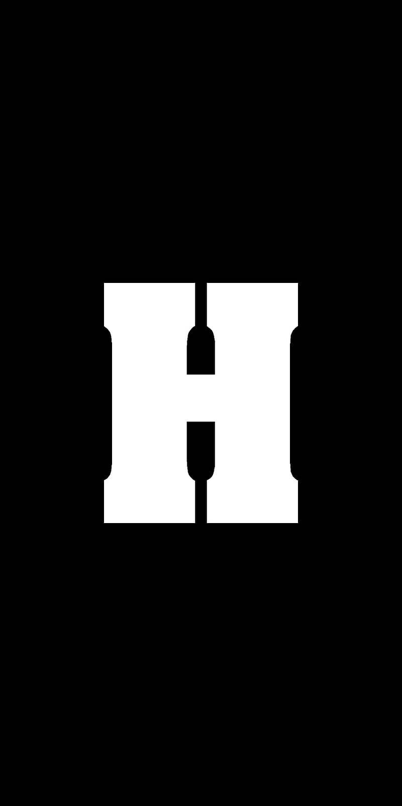 White Letter H, black background, capital H, HD Phone Wallpaper