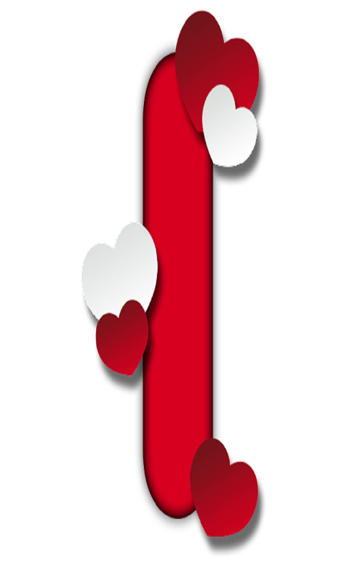 Letter I, red, hearts, Full HD Phone Wallpaper