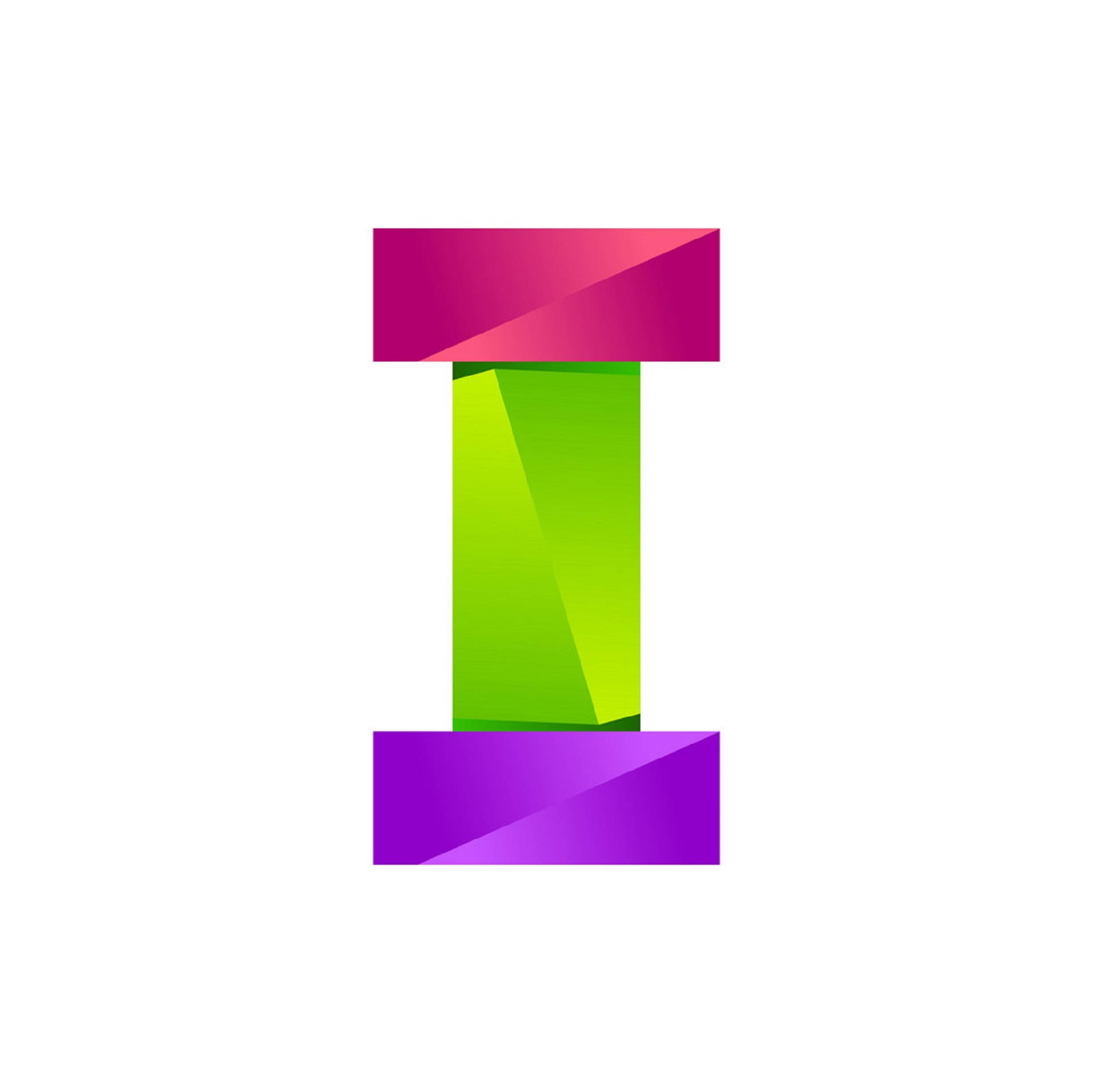Geometric Letter I, magenta, purple, Full HD Desktop Wallpaper