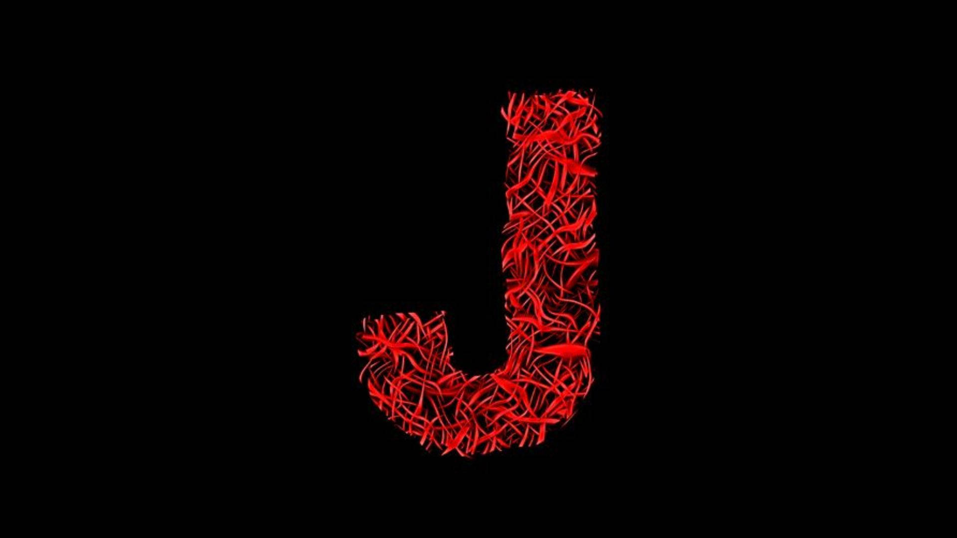 red wire, letter J, glowing lines, Full HD Desktop Wallpaper