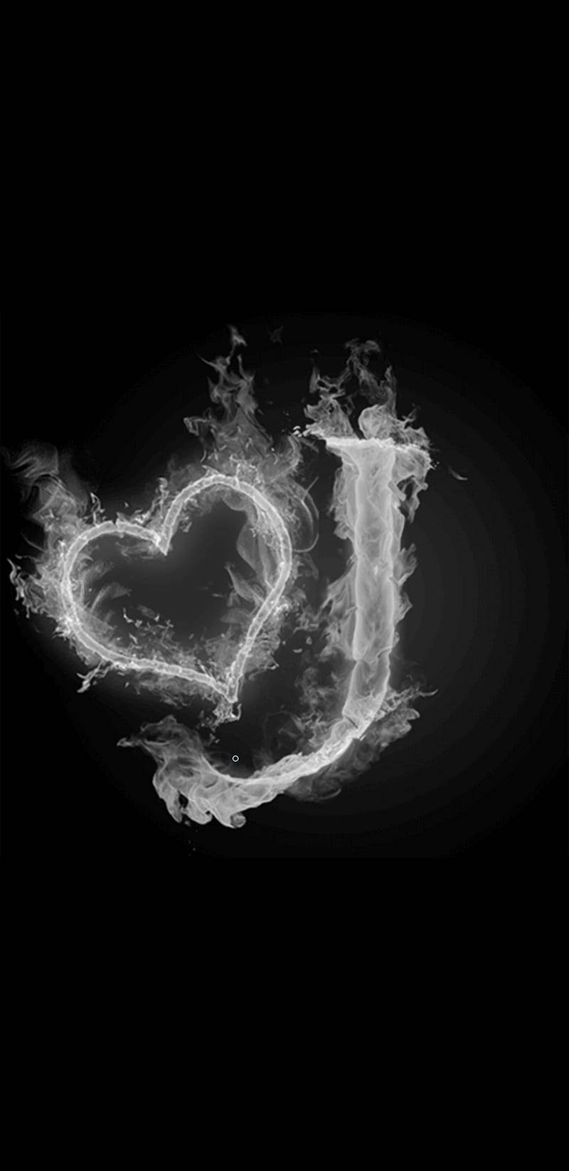 glowing white heart, letter J, swirling smoke, HD Phone Wallpaper