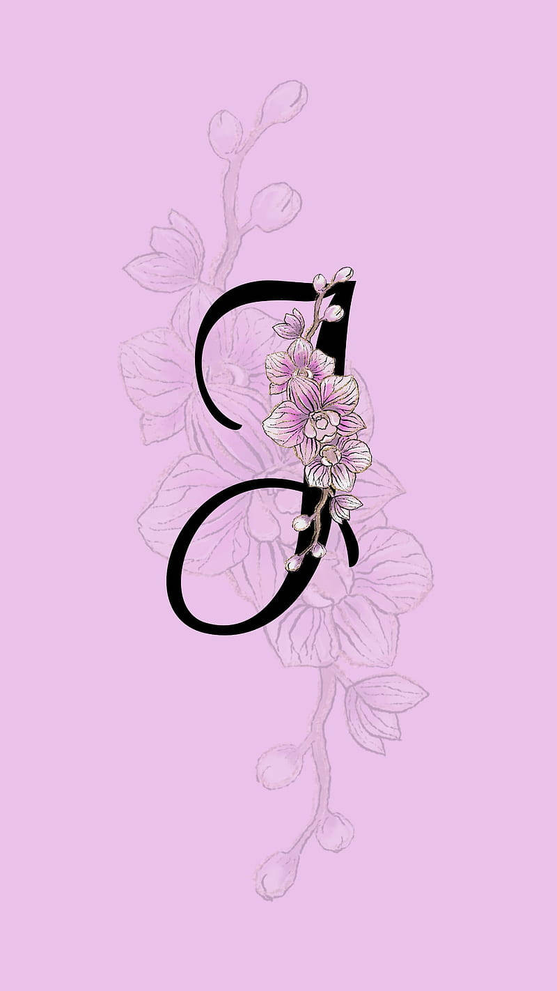 artistic cursive letter j, black letter J, pink and white flowers, HD Phone Wallpaper