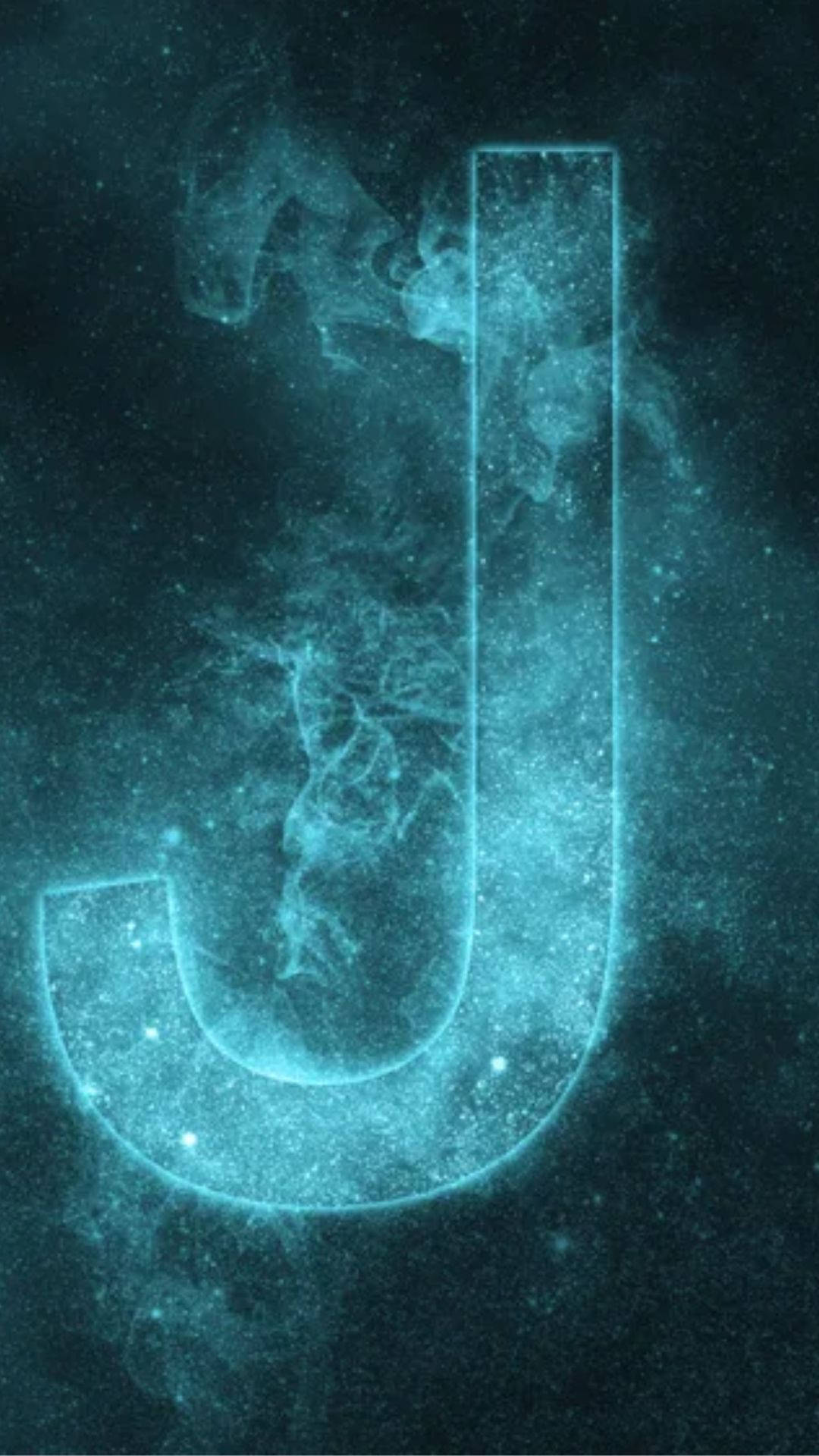 Letter J, galaxy, glowing cyan, Full HD Phone Wallpaper