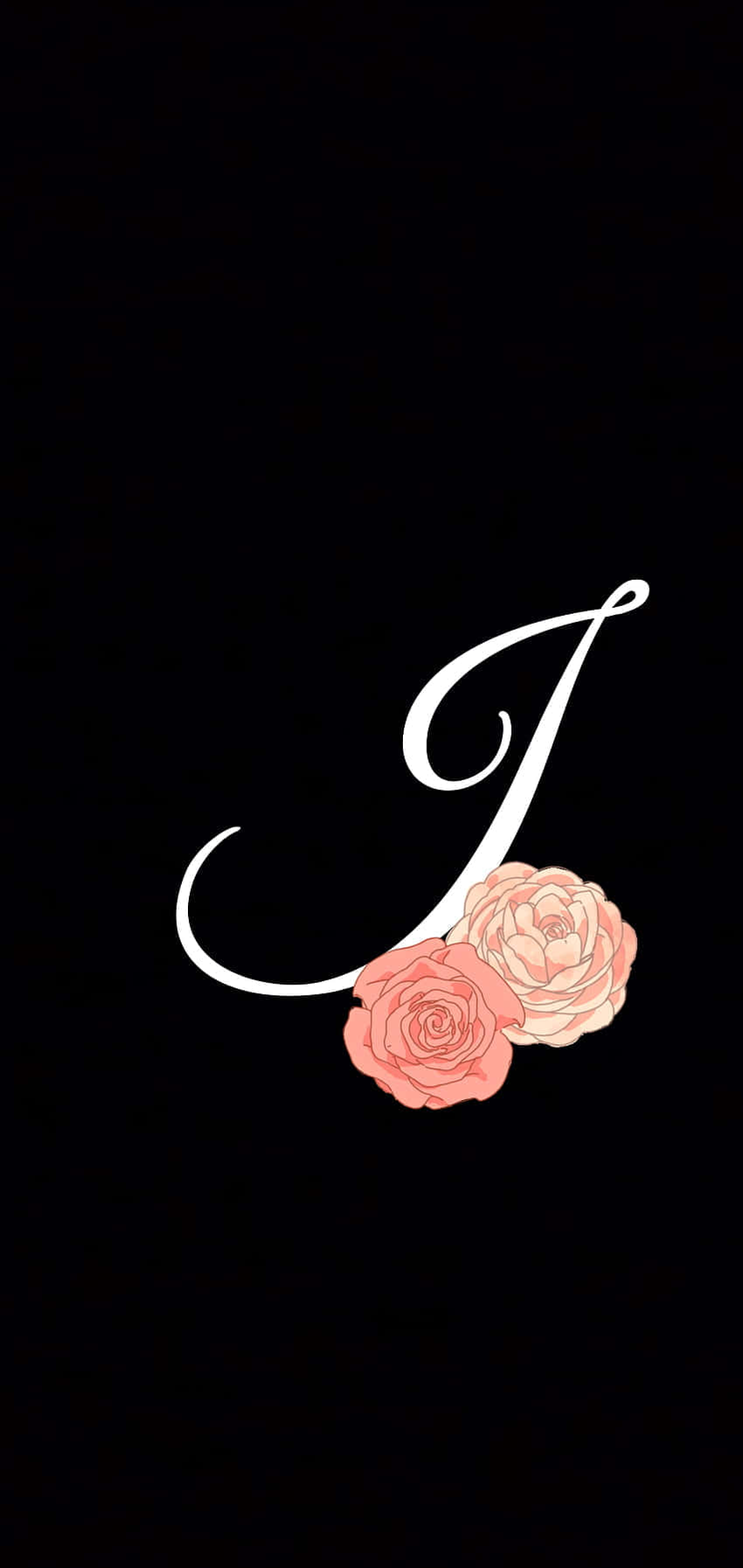 cursive J initial, soft pink roses, white letter J, HD Phone Wallpaper