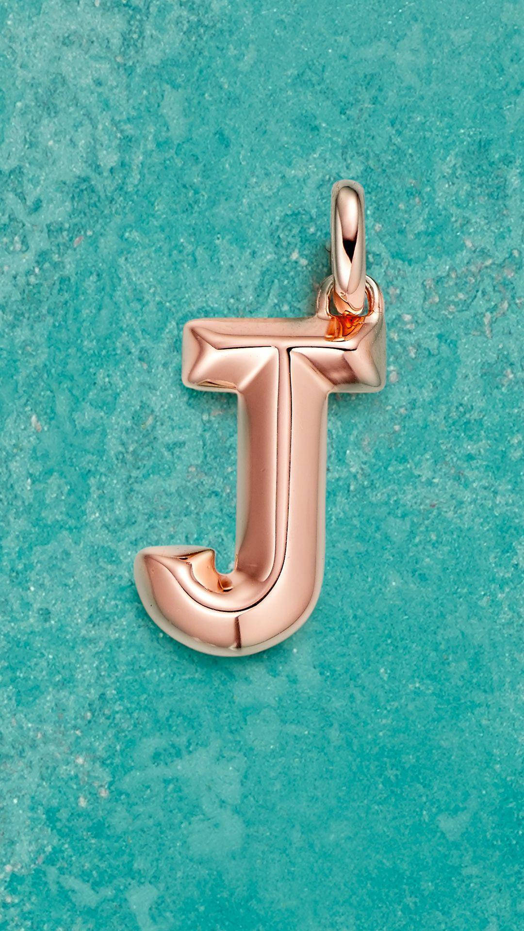 rose gold, letter J pendant, polished curves, Full HD Phone Wallpaper