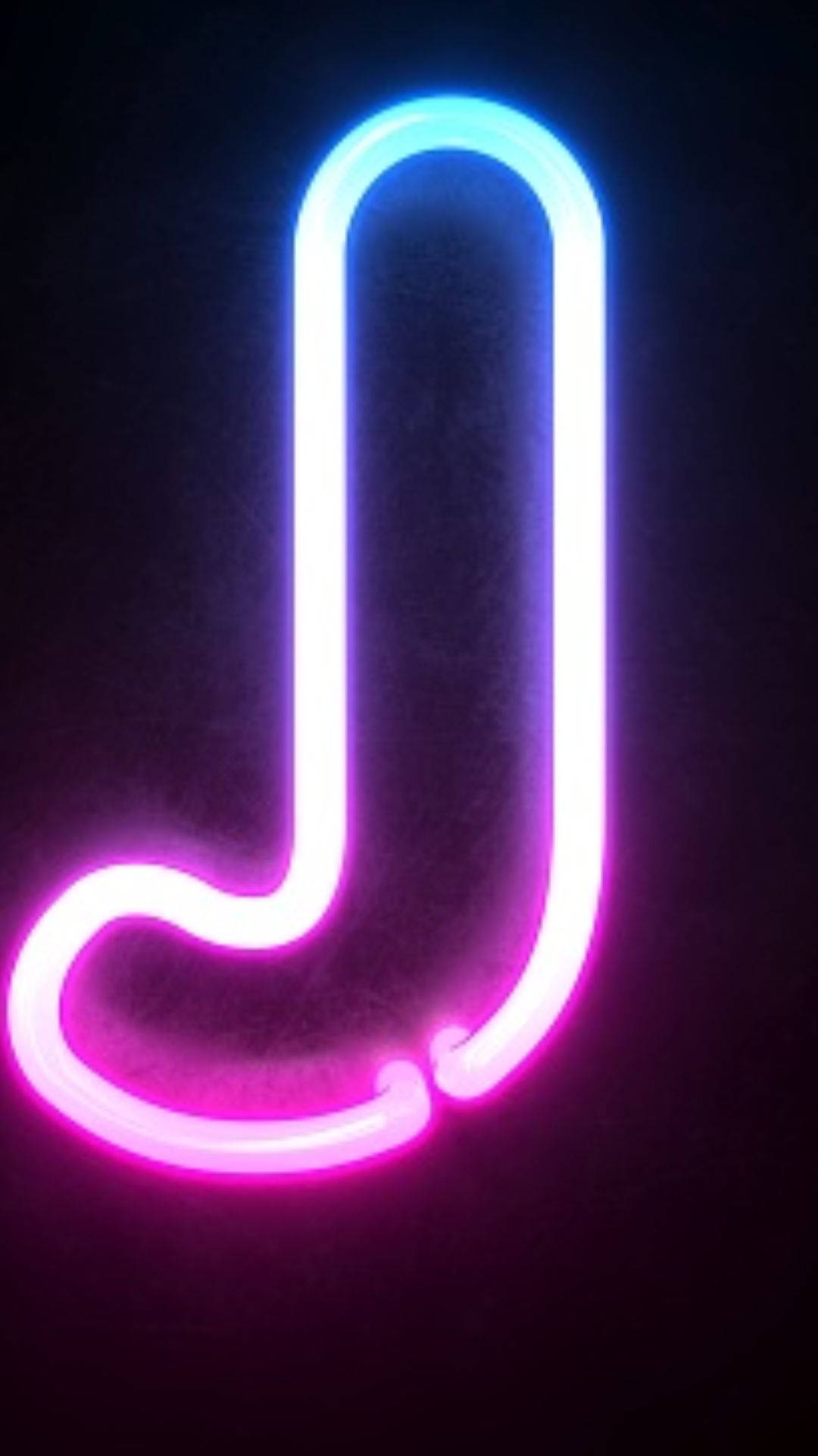 neon letter J, vibrant pink, blue hues, Full HD Phone Wallpaper