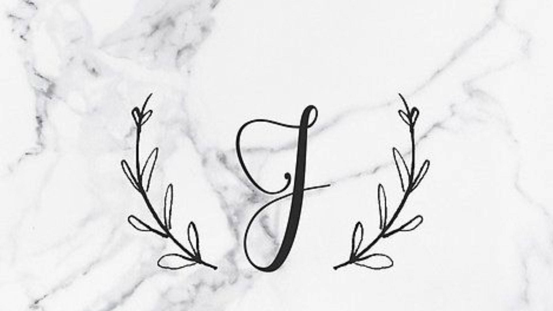 Letter J, black script letter J, leafy branches, Full HD Desktop Wallpaper