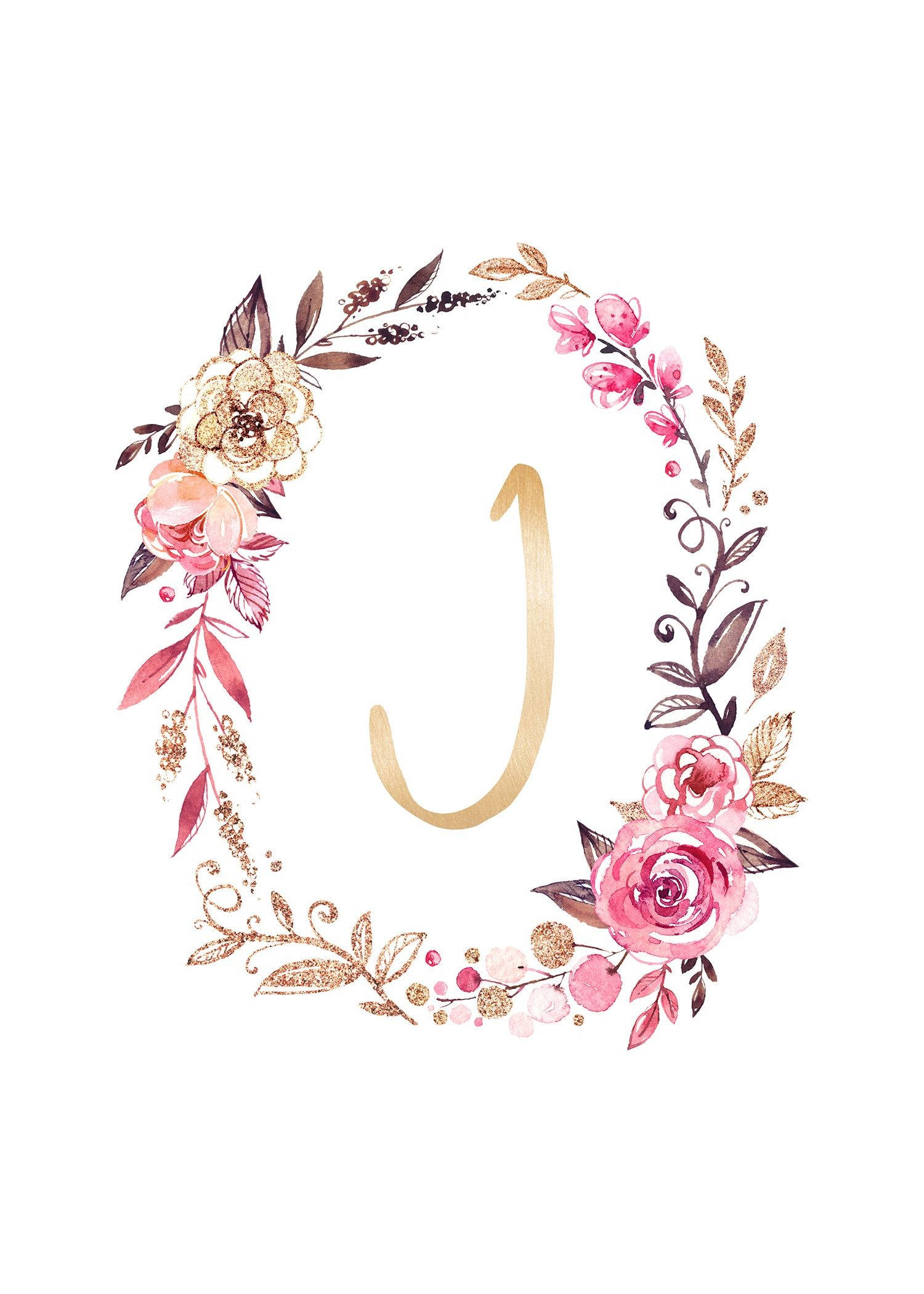 floral wreath, pink, gold, Full HD Phone Wallpaper