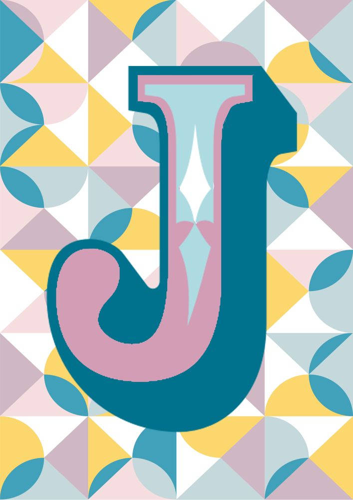 abstract letter J, teal, pink, SD Phone Wallpaper