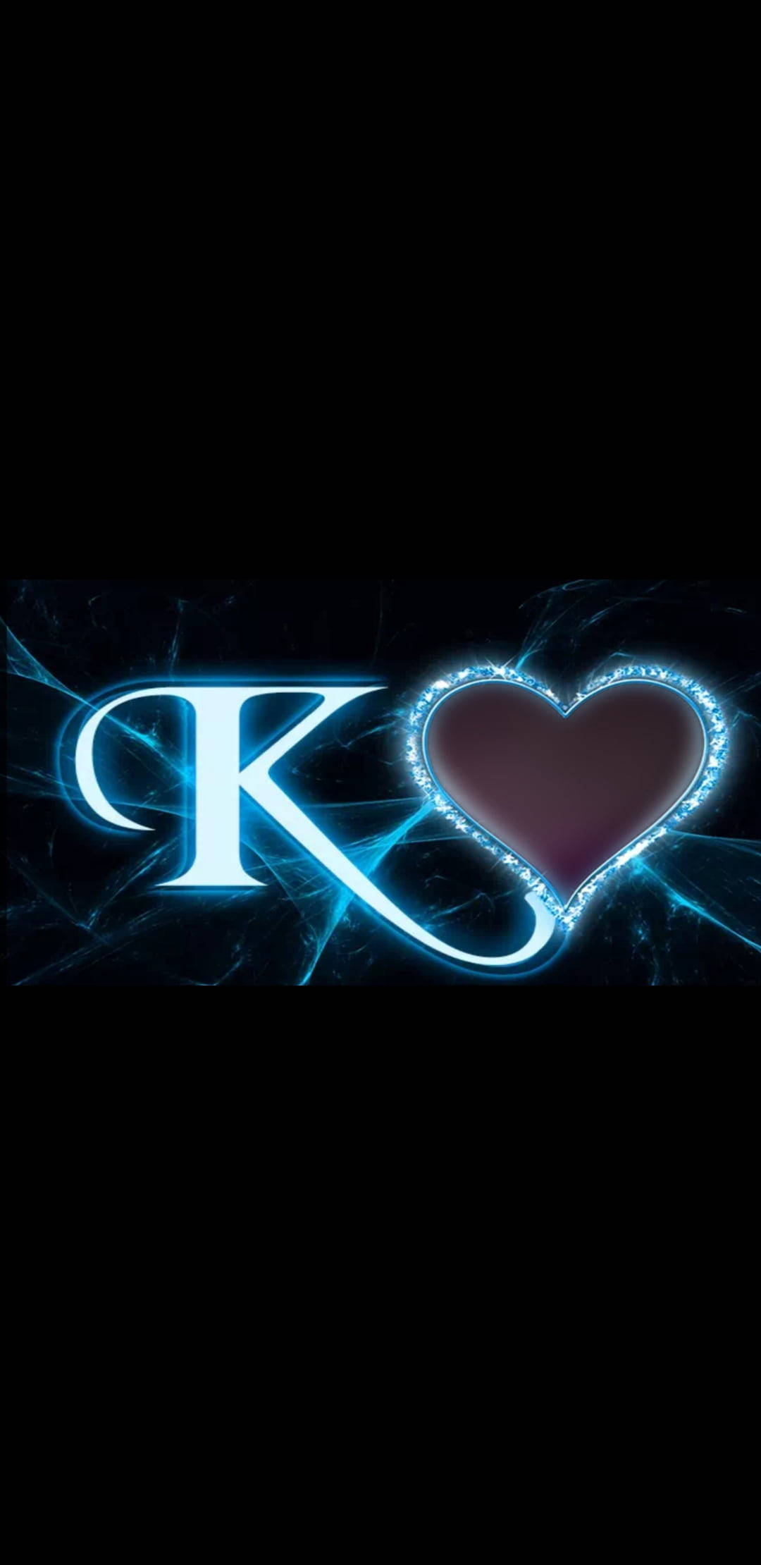 Blue K, heart, glowing blue, Full HD Phone Wallpaper