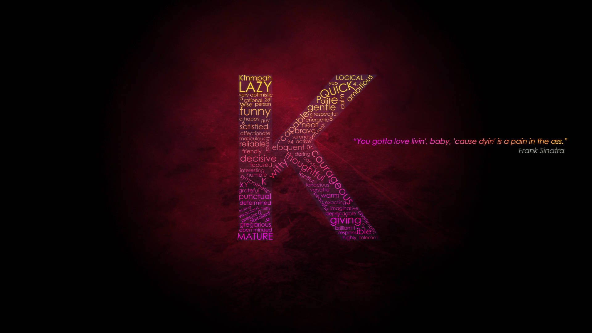 Letter K, colorful words, personality traits, Full HD Desktop Wallpaper