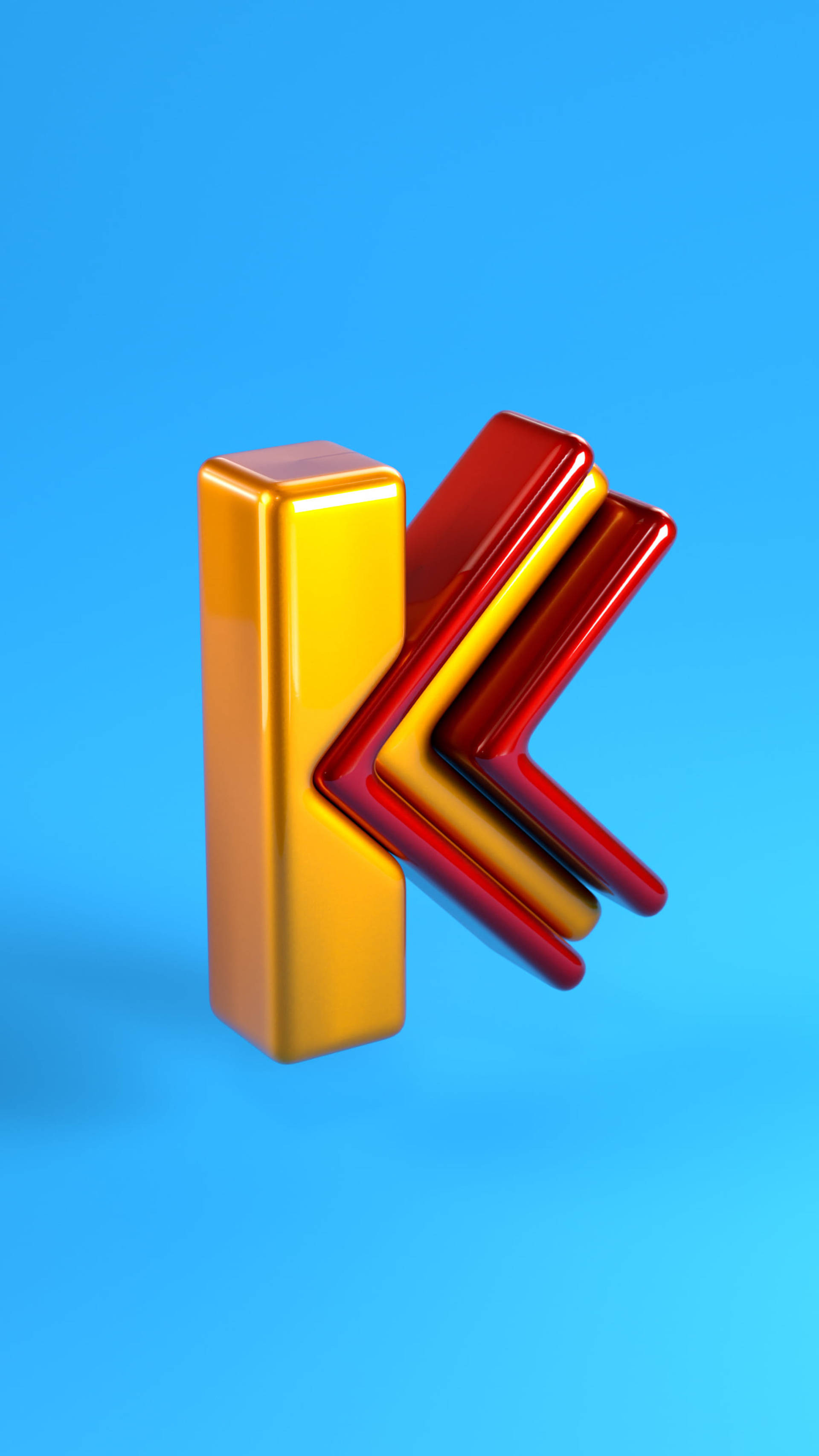 gold and red letter k, glossy 3d letter k, red and gold, 2K Phone Wallpaper