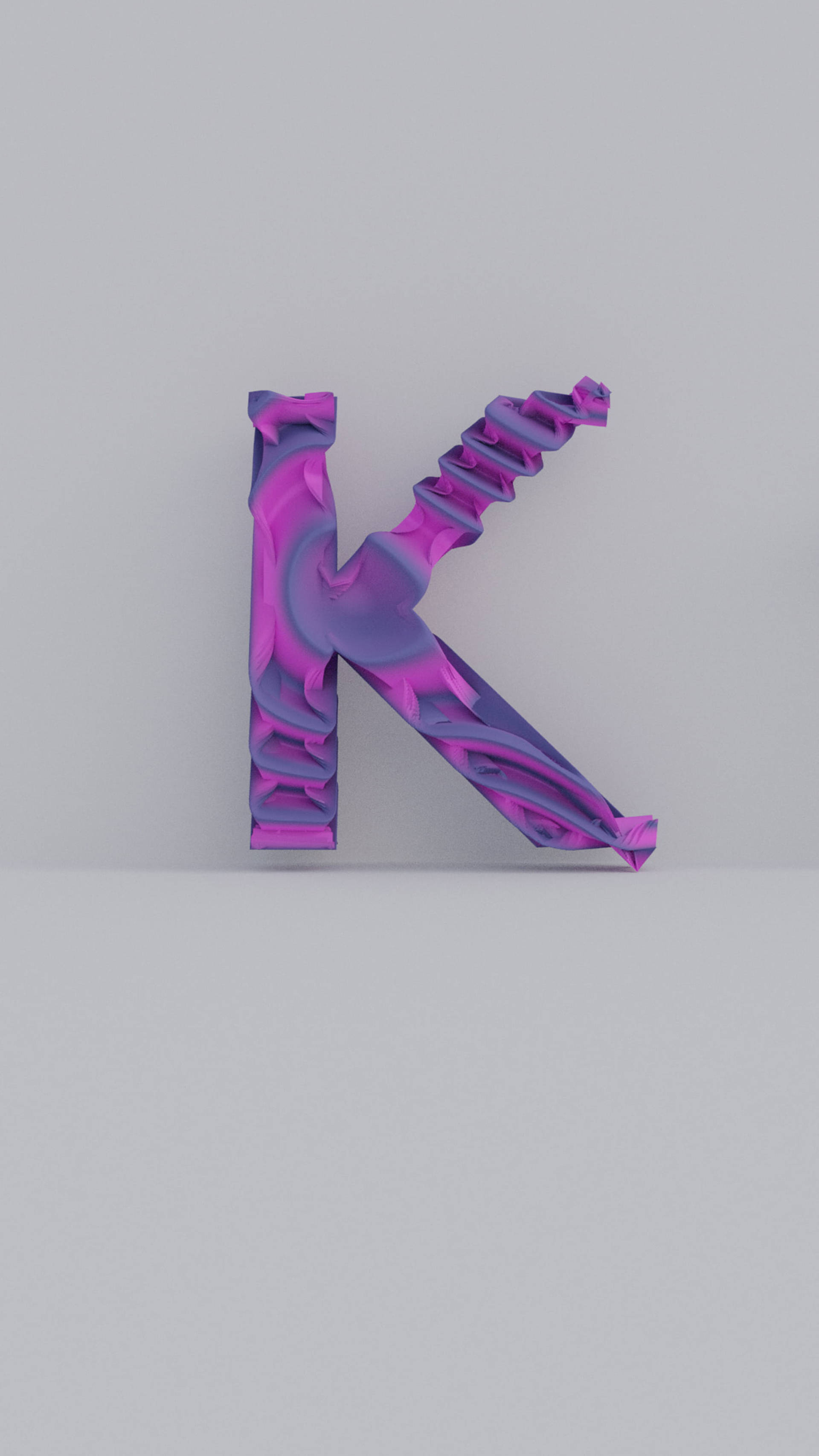 Letter K, purple, pink metallic, 2K Phone Wallpaper