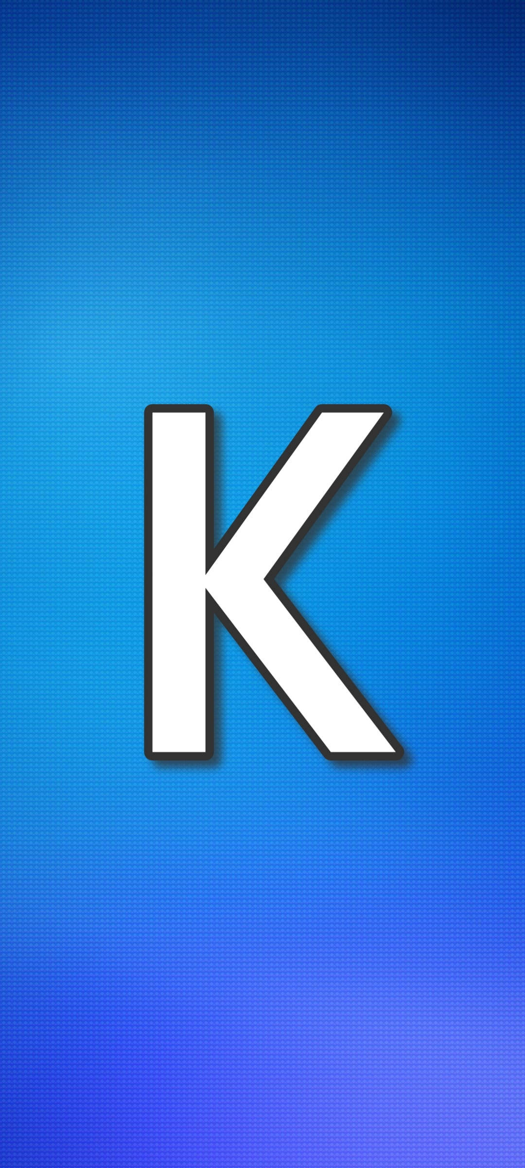 Simple Blue K Alphabet, white letter K, black outline, Full HD Phone Wallpaper