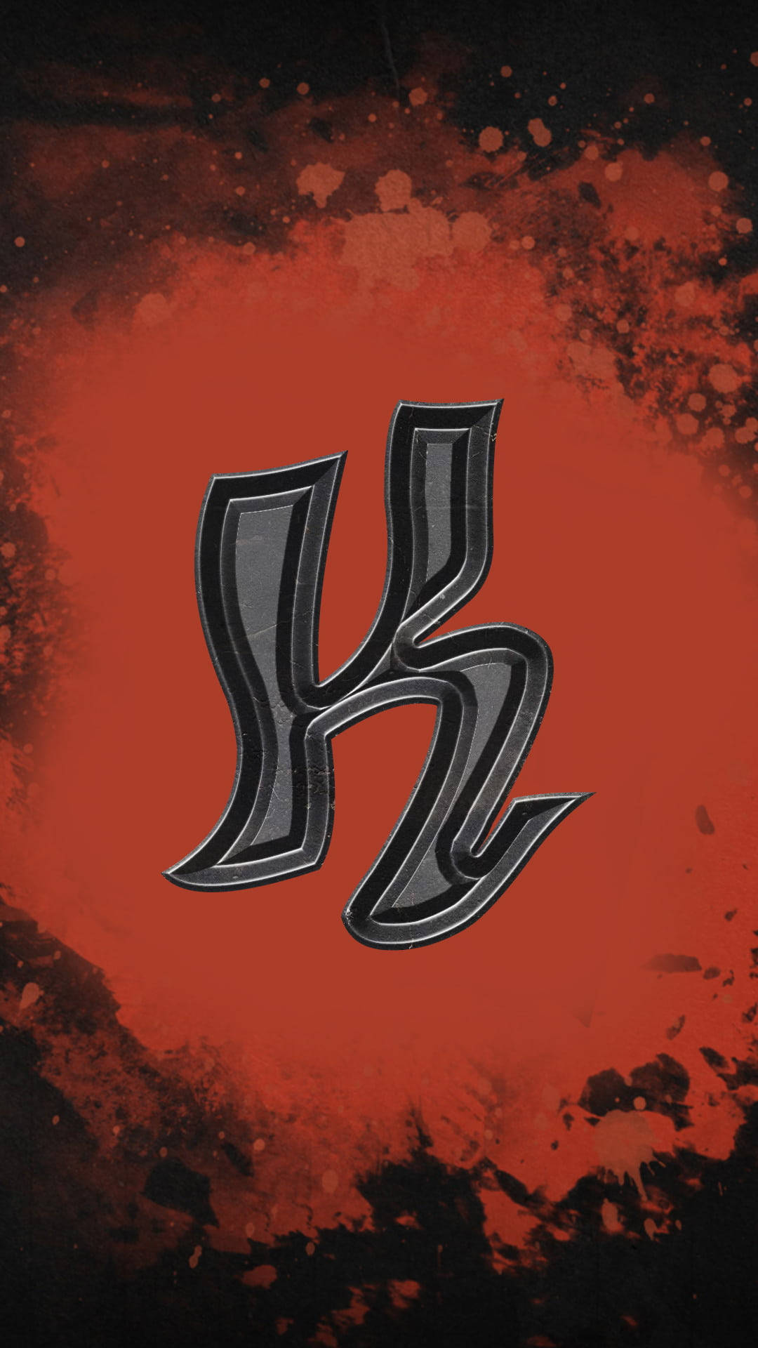 K Alphabet, orange splatters, metallic sheen, Full HD Phone Wallpaper