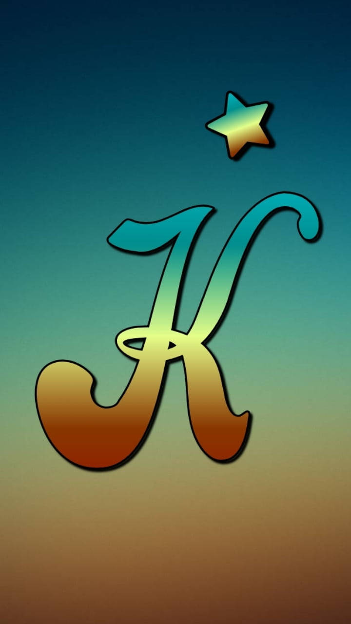 Gradient K Alphabet, star, teal to gold gradient, HD Phone Wallpaper