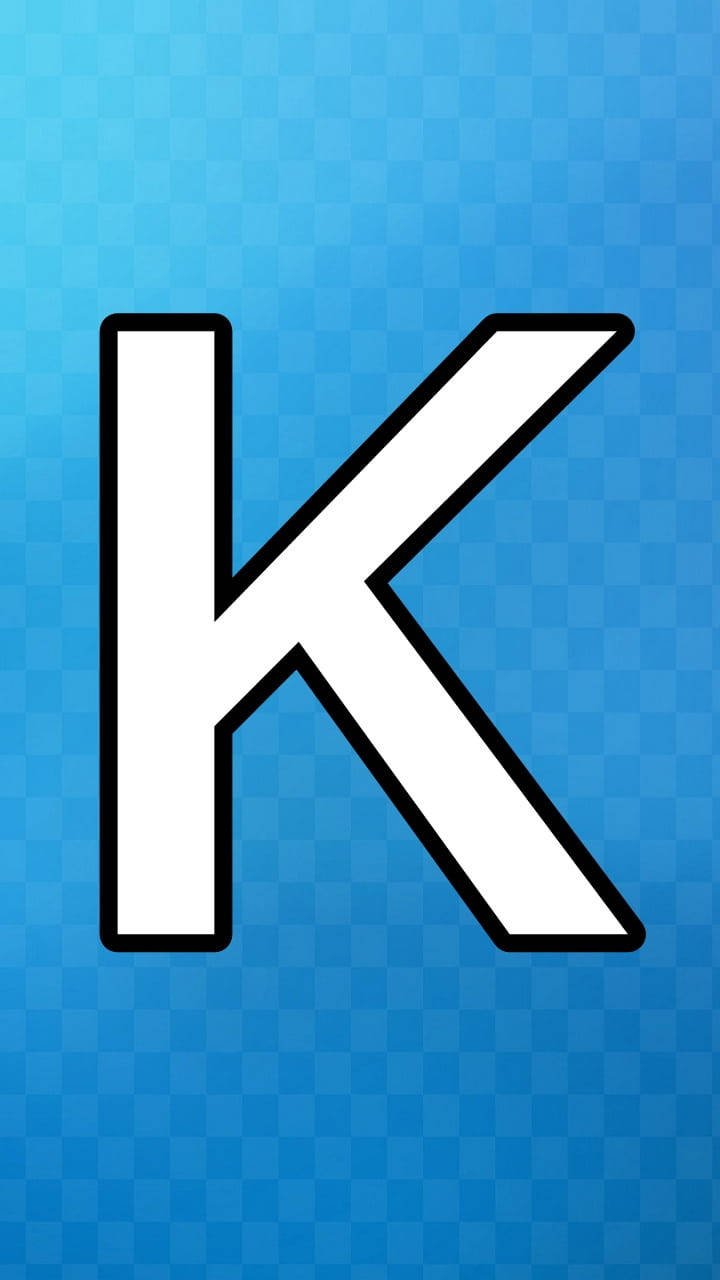 blue checkered background, white letter K, black outline, HD Phone Wallpaper