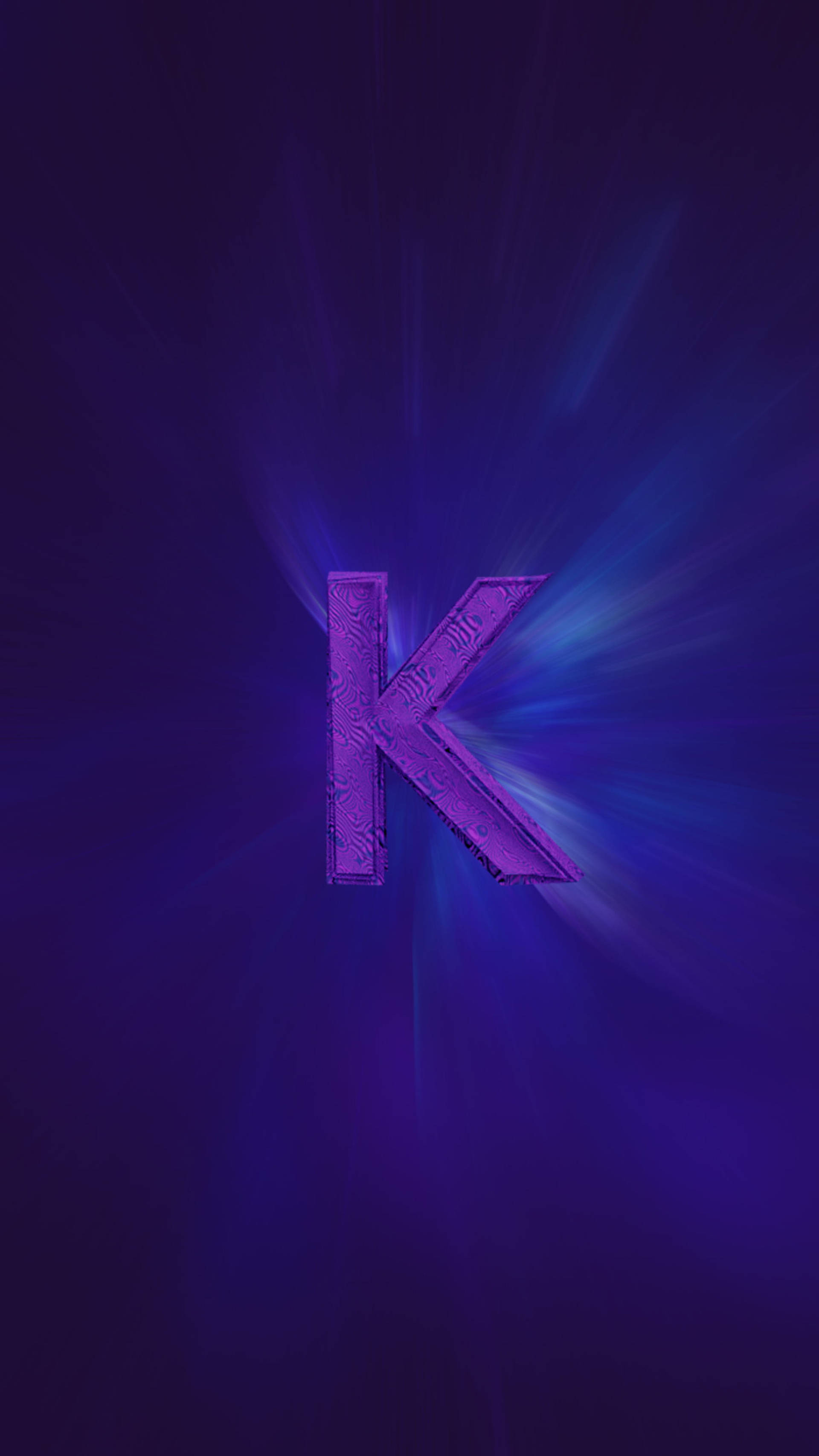 abstract purple letter k, glowing purple letter K, electric blue light, 2K Phone Wallpaper