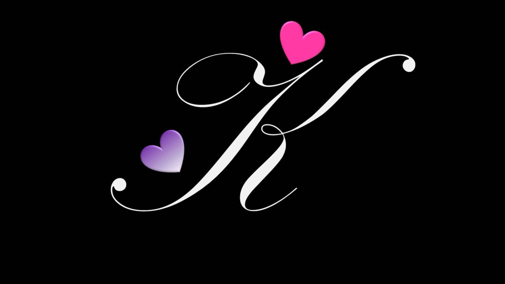 Letter K, pink heart, purple heart, Full HD Desktop Wallpaper