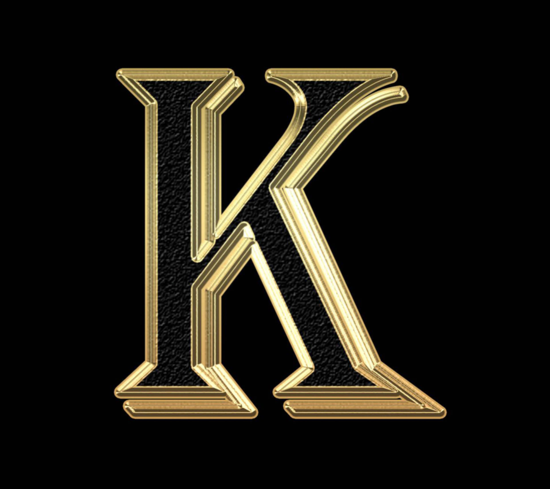 Black And Gold Letter K, golden letter K, textured black fill, Full HD Desktop Wallpaper