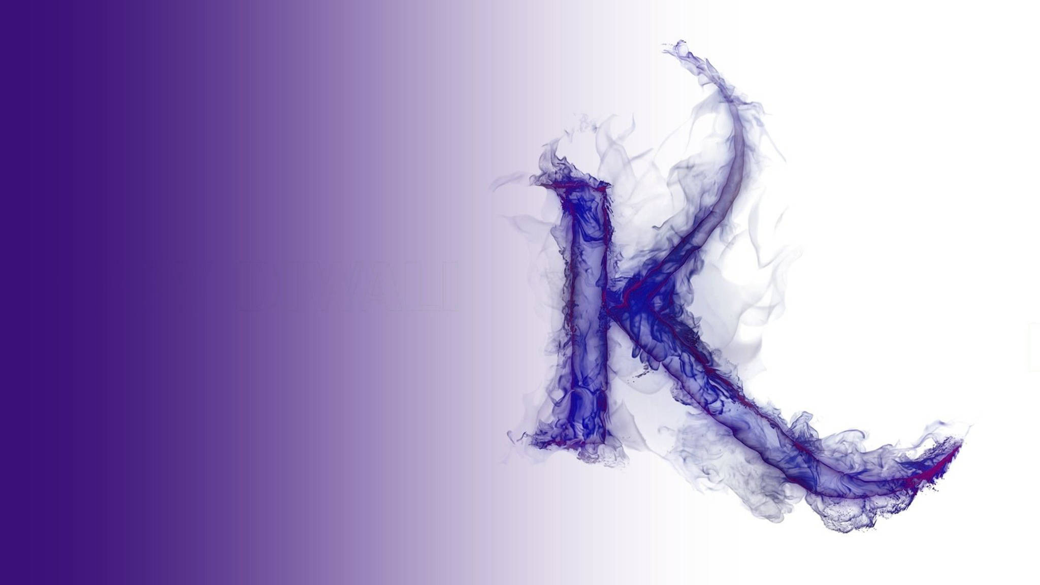 Letter K, purple smoke, blue smoke, Full HD Desktop Wallpaper