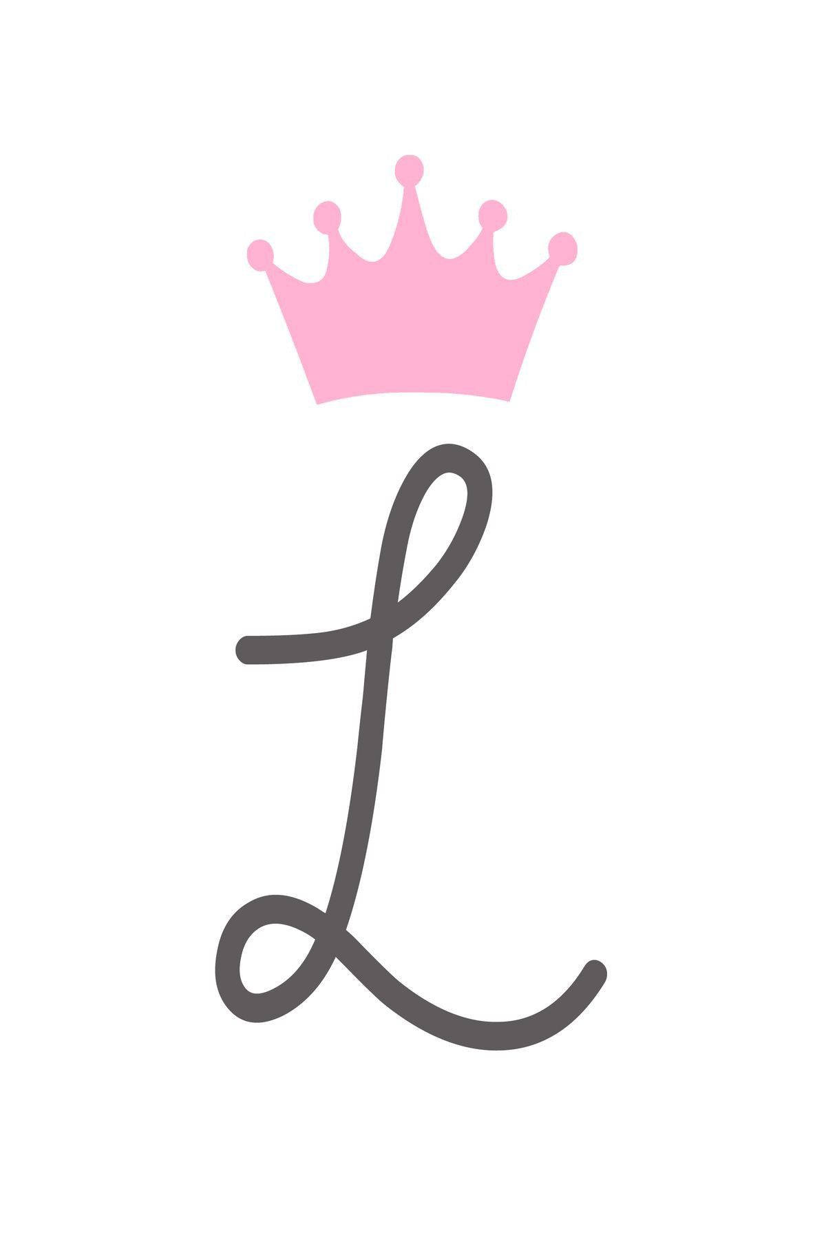 cursive letter L, pink crown, gray, HD Phone Wallpaper